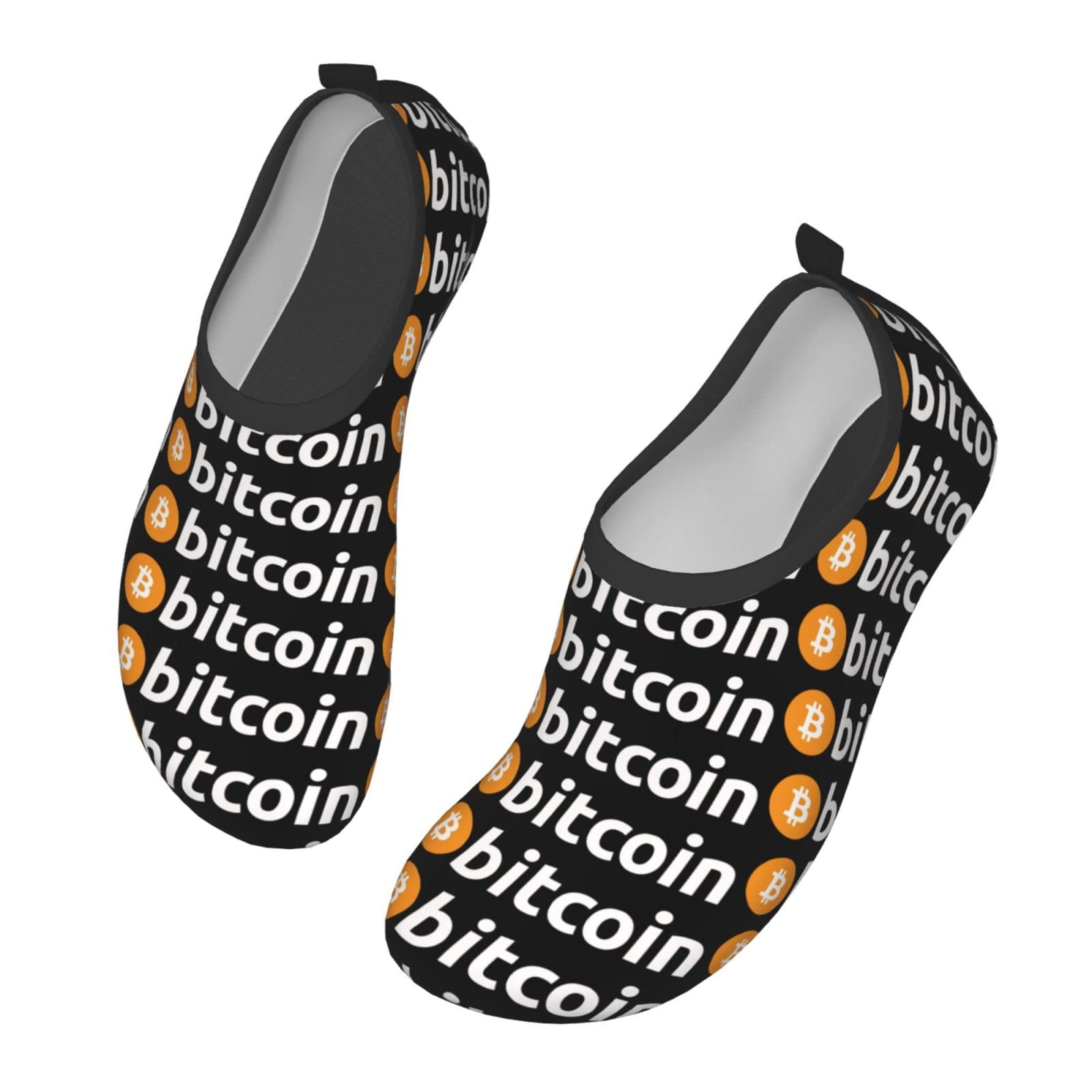 DZUAIKIT Bitcoin Print Water Shoes for Women & Men - Non-Slip Barefoot Quick-Dry Swim Shoes for Beach, Pool & Water Sports | Cryptocurrency Themed Footwear
