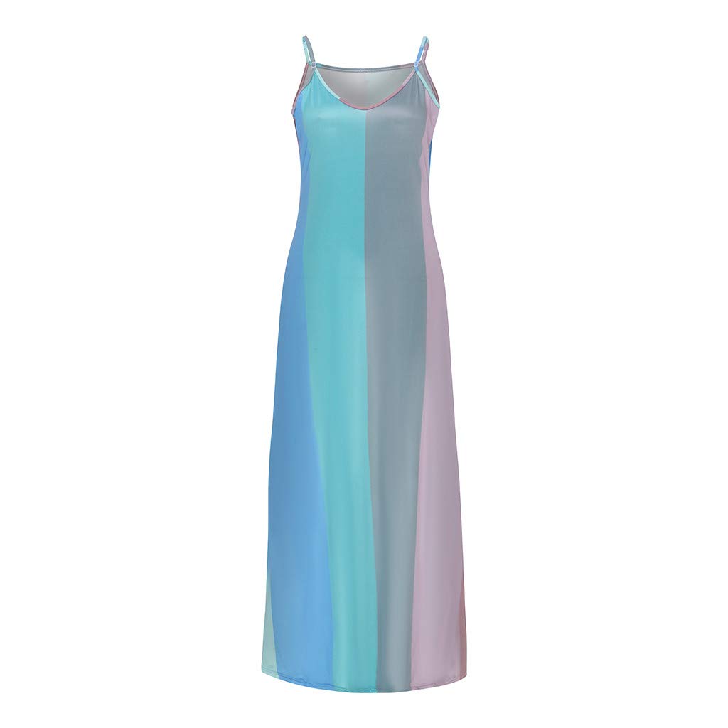 COOKI Women's Boho Maxi Dress - Casual Sleeveless V-Neck Tie Dye Loose Plus Size Long Dress for Summer Beach Vacations, Music Festivals & Outdoor Parties