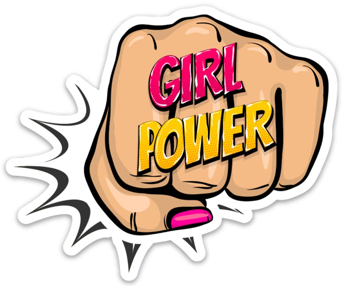 Girl Power Fist Bump Vinyl Sticker Decal - Cute Inspirational Motivational Quote Stickers for Laptops, Water Bottles, Notebooks & DIY Crafts - Perfect for Women Empowerment, Office Decor & School Supplies