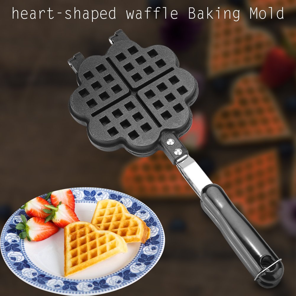 Hilitand Non-Stick Heart Shaped Waffle Maker - Household Kitchen Waffle Iron for Baking - PFOA Free & Safe Materials - Perfect for Breakfast, Brunch & Family Gatherings