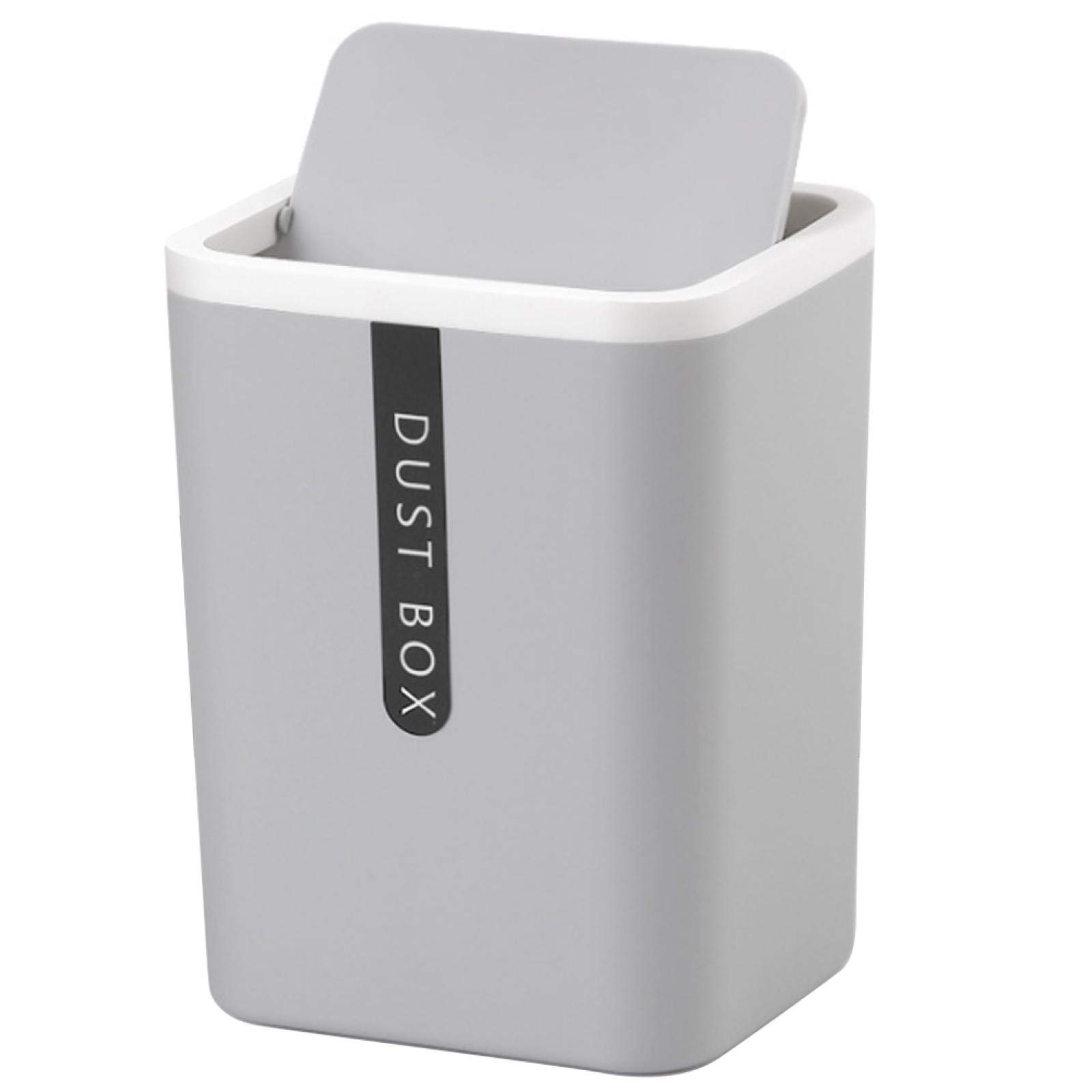DNAEGH Small Mini Desktop Trash Can with Shake Cover - Plastic Dustbin for Home & Office (Gray) | Perfect for Desk, Bathroom, Bedroom & Workspace Organization