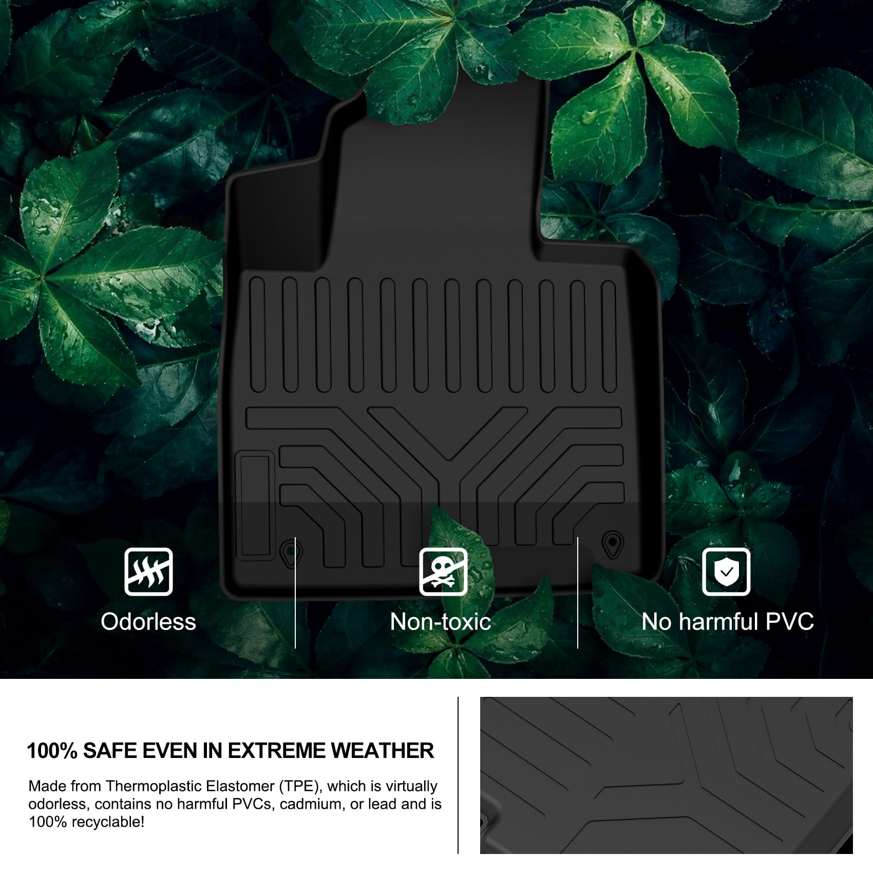KIWI MASTER All-Weather Floor Mats for 2019-2020 Hyundai Santa Fe - TPE Slush Liners (Front & Rear, 2 Rows, Black) - Perfect for Winter, Rainy Days & Off-Road Adventures