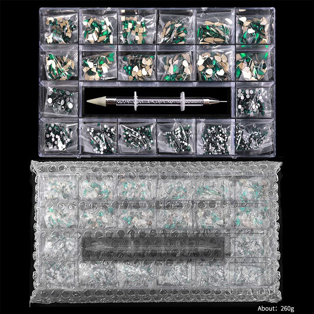 Professional Nail Art Rhinestones Kit - 3100pcs Multi-Shaped Glass Crystal AB Flatback Gems for Nail Art, DIY Crafts (Non-Hotfix, 3D Designs) | Perfect for Salon Professionals, Home Manicures & Nail Art Enthusiasts