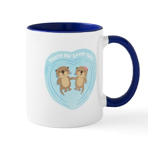 White/Navy Inside - You Are My Otter Half Love Pun Humor Mugs
