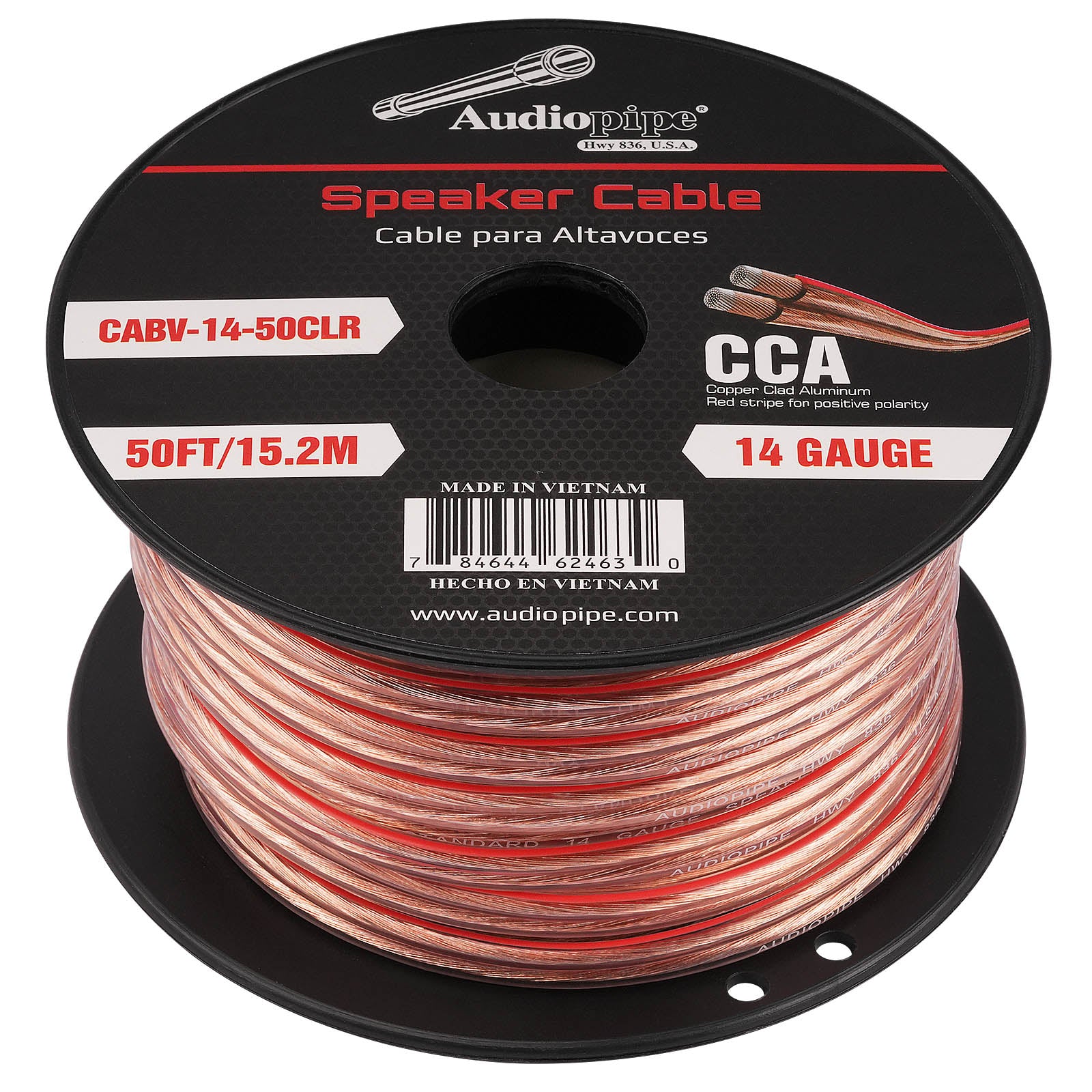 50FT 14AWG Oxygen-Free Copper Speaker Wire - High Performance Audio Cable for Home Theater, Studio & Outdoor Speakers (CABV 14 50CLR) - Perfect for Surround Sound Systems, DJ Equipment & Live Events
