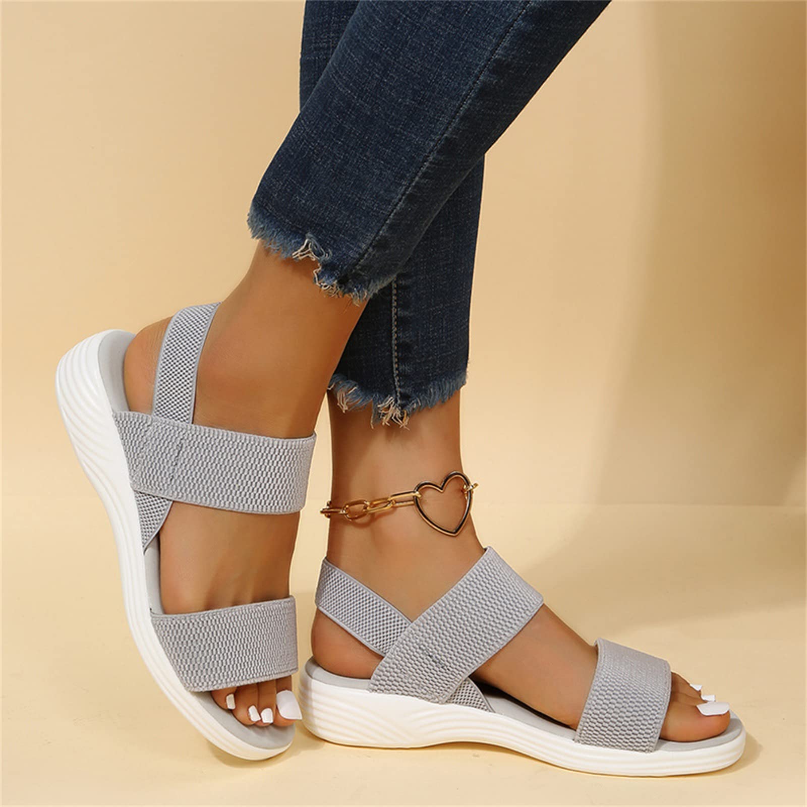 Women's Orthopedic Slingback Sandals - Washable Soft Sole Sport Slides with Adjustable Strap for Walking, Casual & Summer Wear - Open Toe Comfort Shoes for Women (Silver, US9/EU40) | Perfect for Beach, Travel & Everyday Comfort