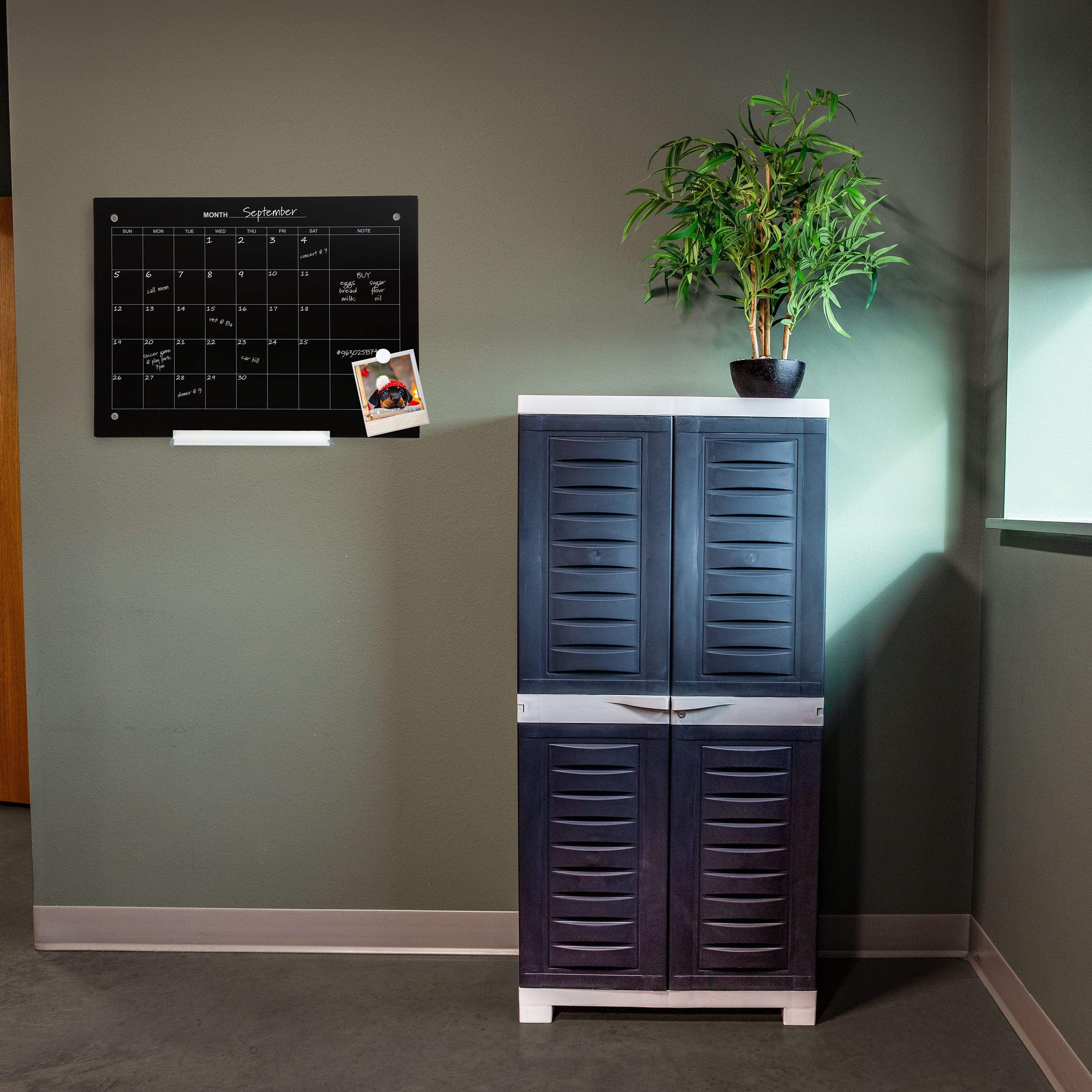 Lockable Plastic Storage Cabinet with 3 Adjustable Shelves - Heavy Duty Outdoor & Indoor Organizer for Garage, Shed, Patio, or Home Organization