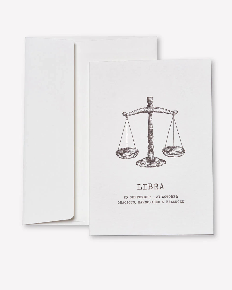 Zodiaque Moon Libra Letterpress Greeting Card - Elegant Astrology Birthday Card for Libra Zodiac Sign | Perfect for Birthdays, Anniversaries & Special Occasions