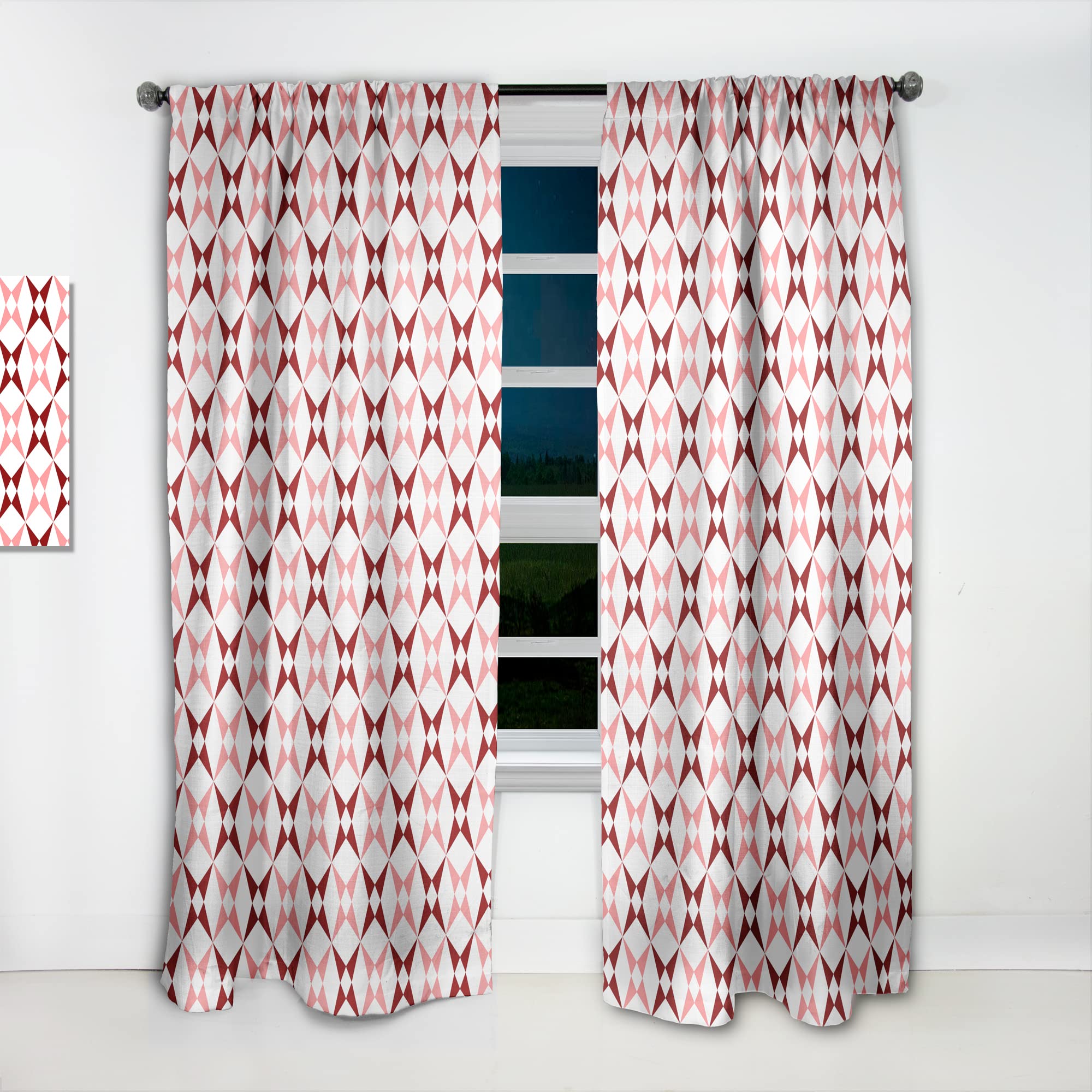 DesignQ Retro Grid Pattern Thermal Insulated Curtains - Single Panel 52x120 - Blackout Drapes for Bedroom & Living Room - Perfect for Home Decor, Privacy & Temperature Control