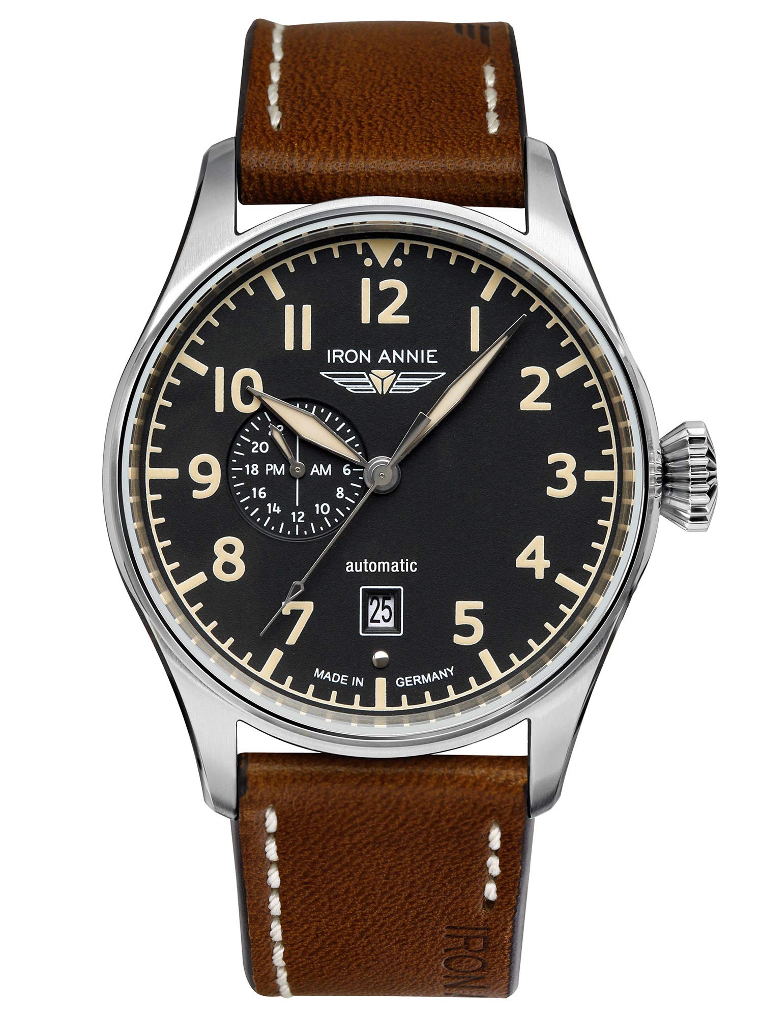 Junkers IRON ANNIE Flight Control Automatic Watch 5168-2 - Black Aviator Chronograph for Men | Pilot & Outdoor Adventure Timepiece