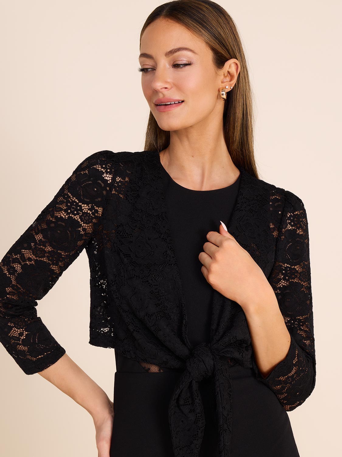 Elegant 3/4 Sleeve Lace Bolero Jacket - Women's Fashion Cover-Up for Weddings, Parties & Special Occasions