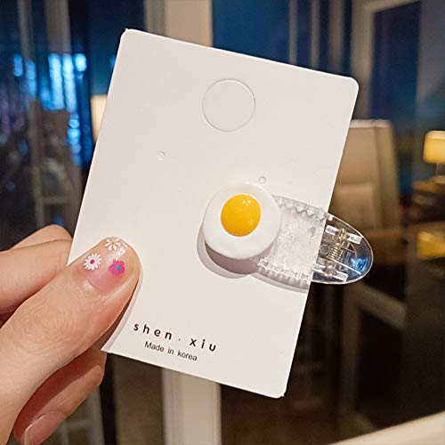 BBTDIN Egg Hair Clips for Girls - 4 Pcs Fried Egg & Poached Egg Hairpins, Hair Ties & Hair Accessories - Cute Food-Themed Hair Clips for Kids & Teens - Perfect for School, Parties & Daily Styling
