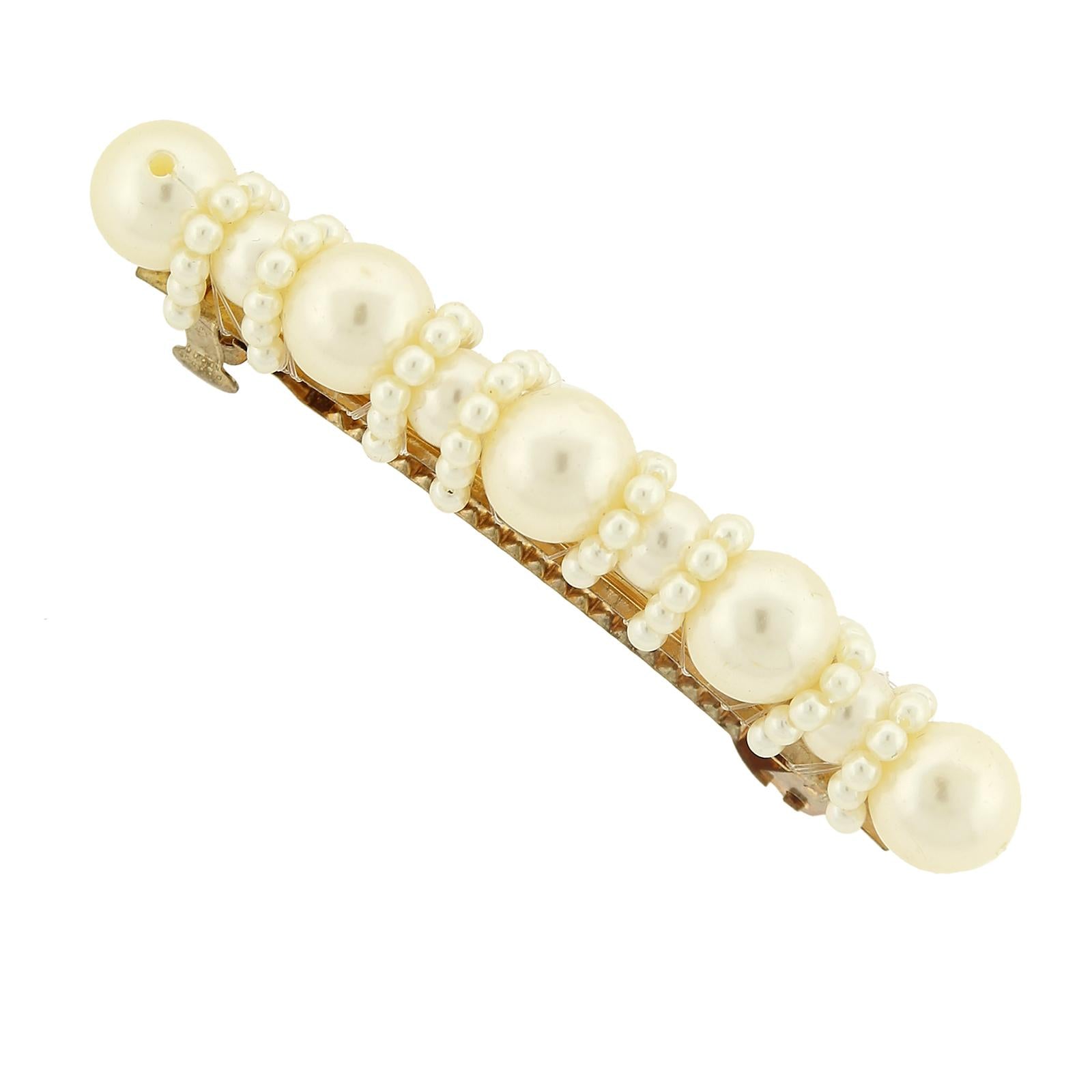 1928 Vintage Style Ivory Faux Pearl Hair Barrette Clip - Elegant Bridal Wedding Hair Accessories for Women & Girls (Perfect for Prom, Parties & Special Occasions)