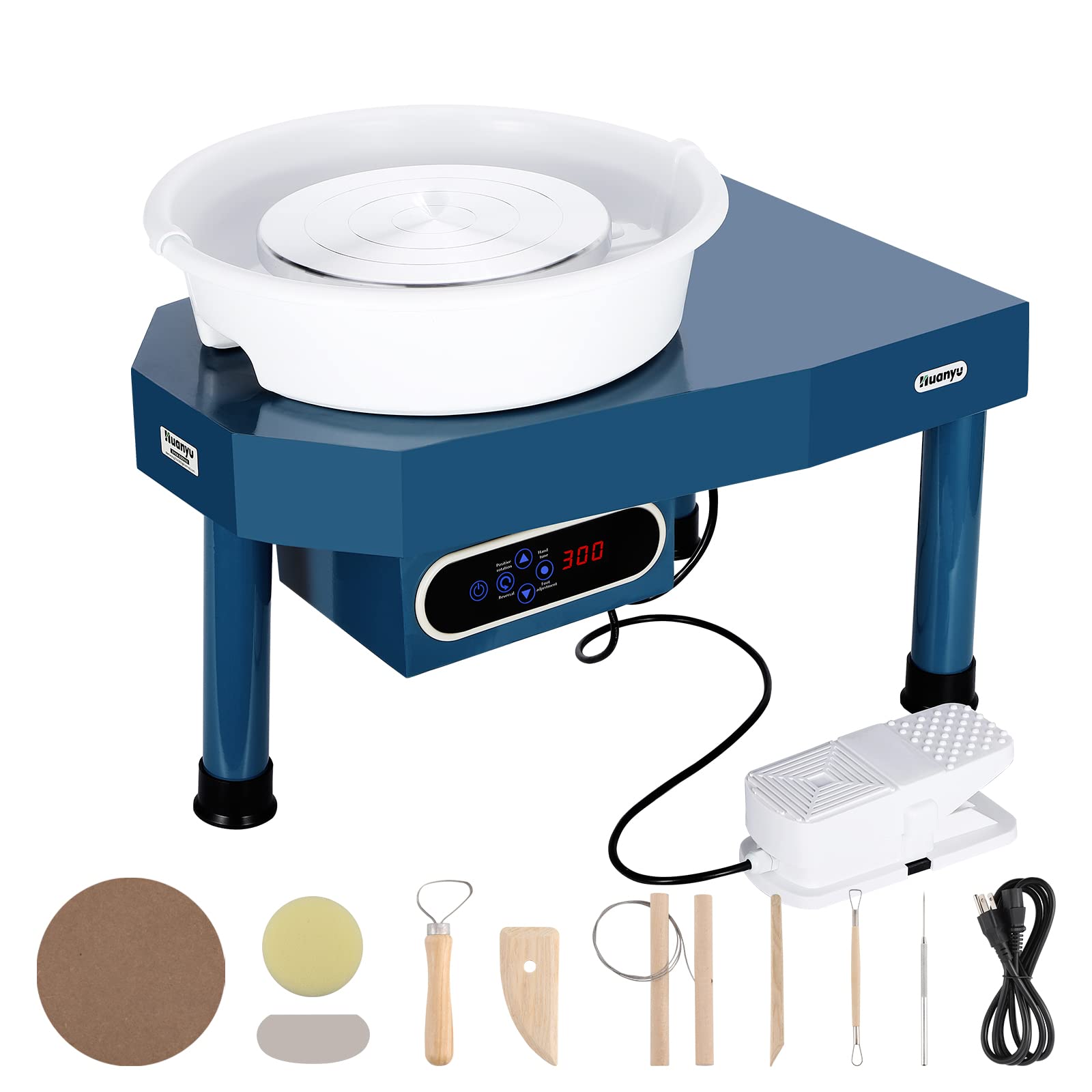 Electric Pottery Wheel Ceramic Machine 30cm with Foot Pedal & LCD Screen - Detachable Basin Art Clay DIY Sculpting Tool Kit for Ceramics, Pottery Making & Home Decor Crafts