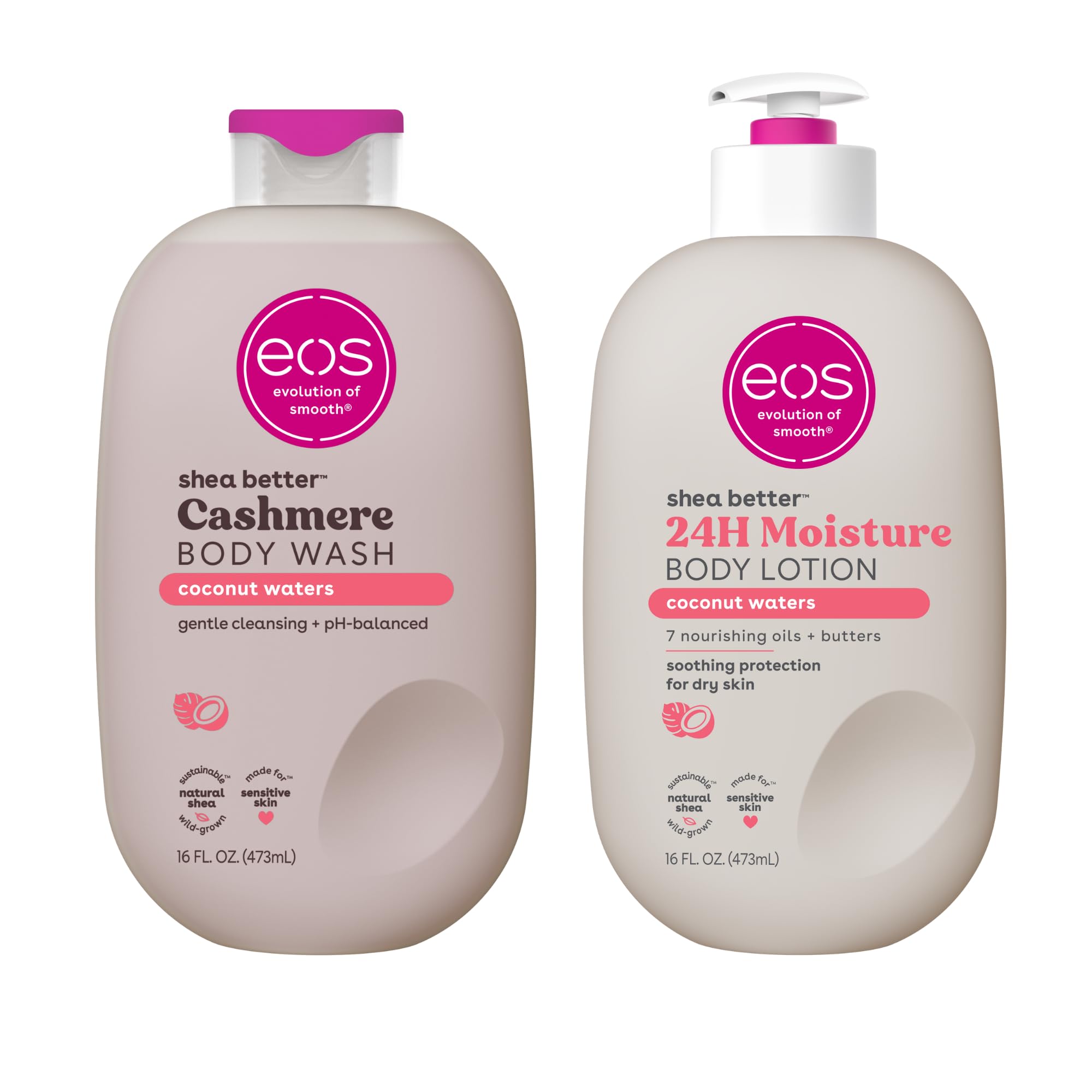 EOS Shea Better Body Lotion & Body Wash Set with Coconut Water - Hydrating & Moisturizing for Dry Skin - Perfect for Shower, Bath & Daily Skincare Routine