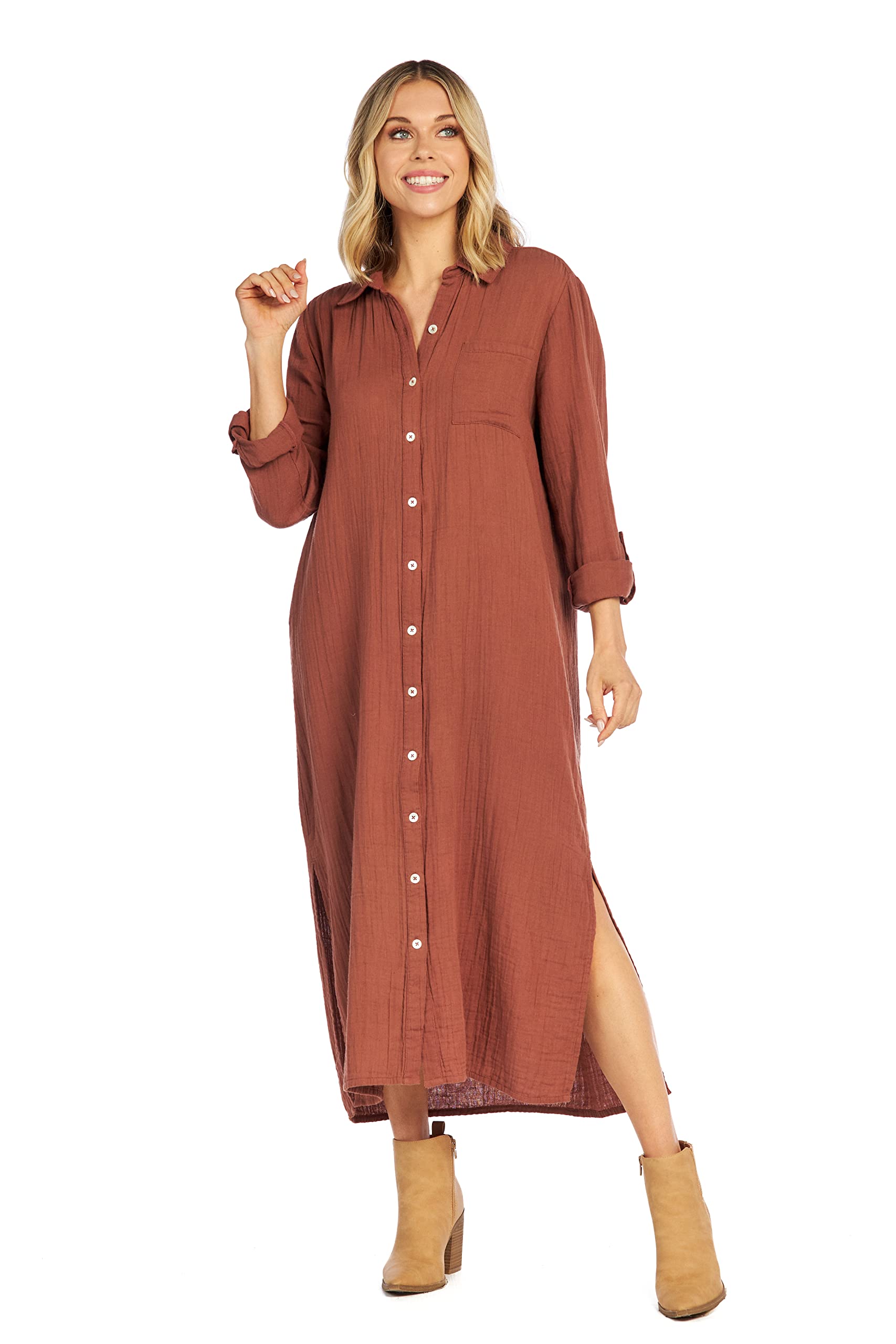 Mud Pie Clemmy Women's Maxi Dress - Flowy Long Summer Dress with Pockets, Boho Chic Style for Beach, Vacation & Casual Wear