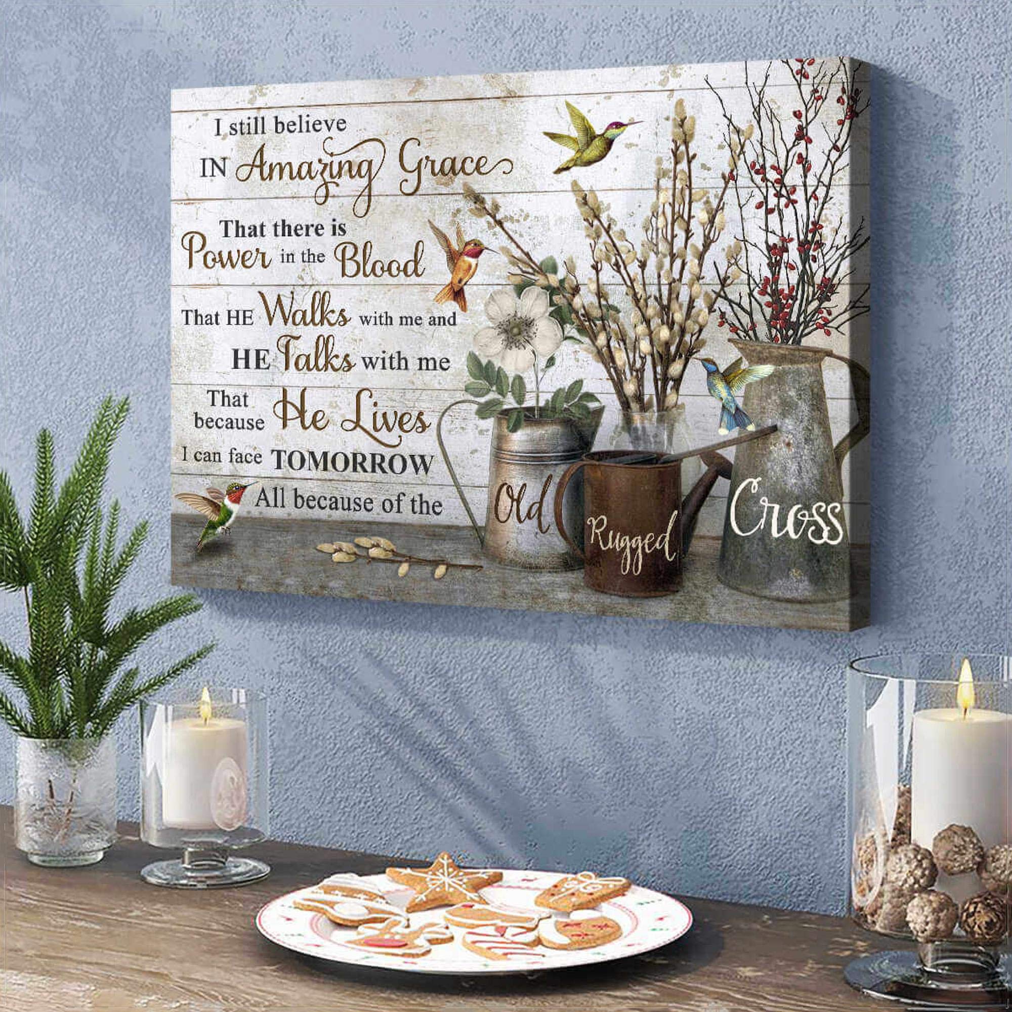 Greatest Quote Hummingbirds I Still Believe In Amazing Grace Canvas Framed Poster - 8x12 Inch Wall Art for Home, Office & Room Decor - Perfect Birthday, Housewarming & Wedding Gift for Men & Women - Ideal for Living Rooms, Bedrooms & Gifts on Special Occasions