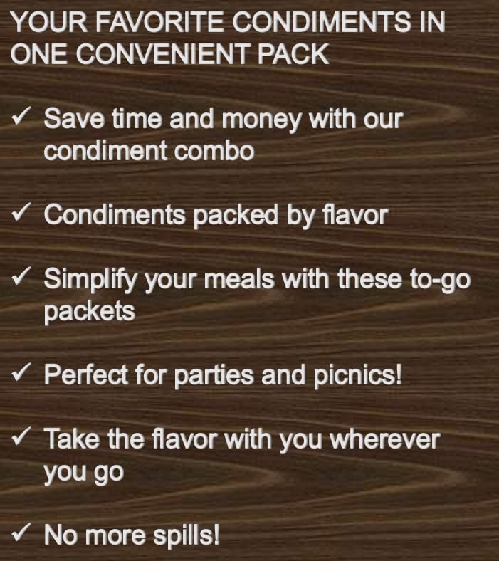 Bulk Ketchup, Mustard, Mayo & Hot Sauce Packets - Travel Size Condiment Packets for On-the-Go, Picnics, BBQs & Parties (100 Count)