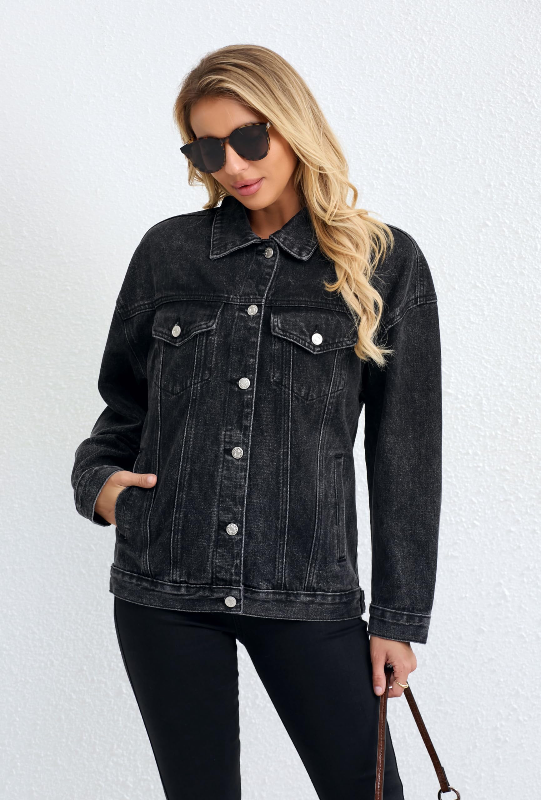 Trendy Oversized Denim Jacket for Women - Loose Long Boyfriend Style Jean Coat | Casual Outfit, Streetwear Fashion, Spring & Fall Layering Essential
