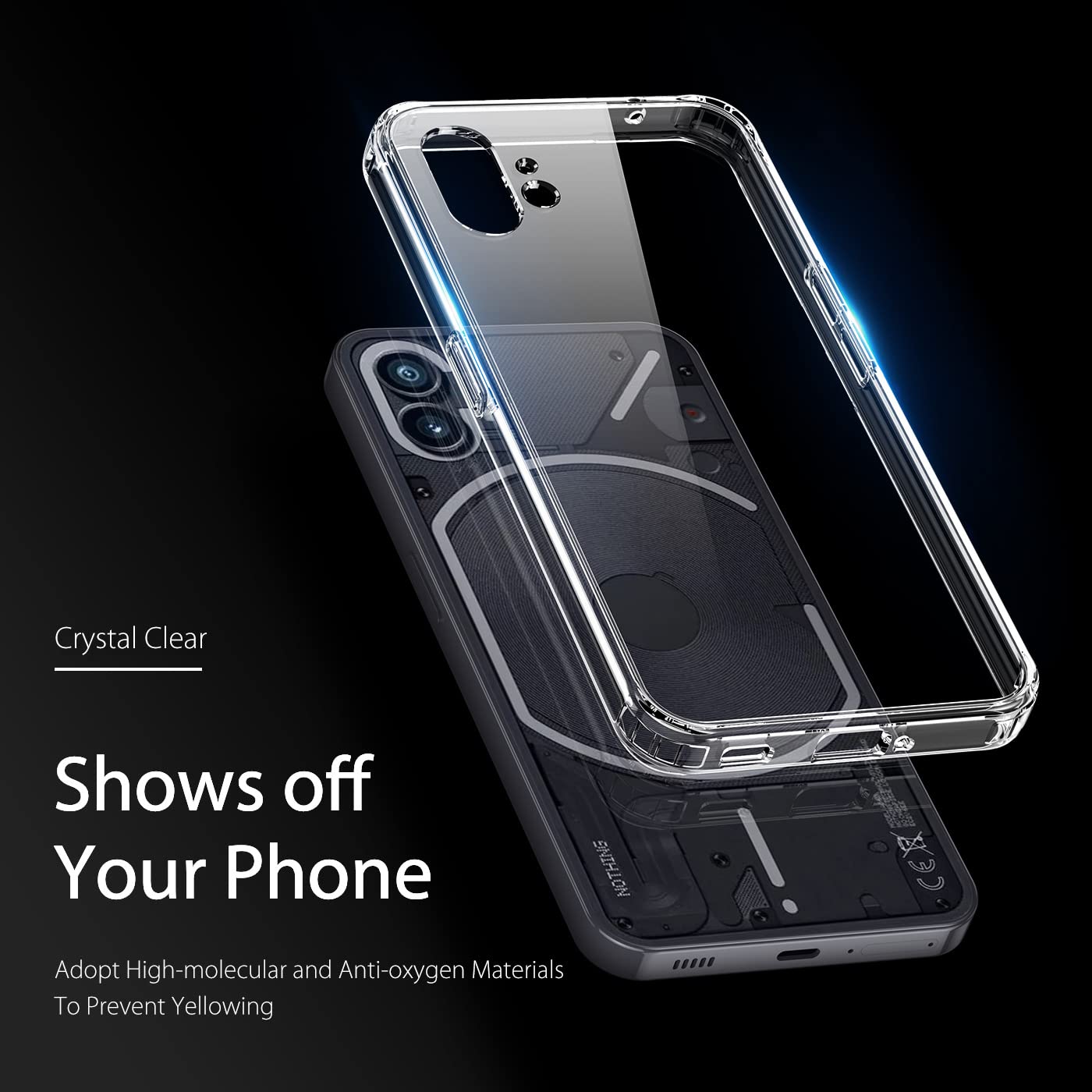 Nothing Phone 1 Case - Crystal Clear TPU Shockproof Protective Cover with Soft Bumper & Screen Protector | Slim Transparent Case for Nothing Phone 1 | Perfect for Everyday Use, Travel & Outdoor Activities