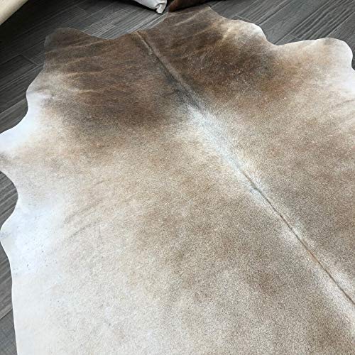 Premium 5x5 ft Gray Beige Cowhide Rug - Natural Cow Hair on Leather - Large Cow Skin Rug for Living Room, Bedroom & Office Decor