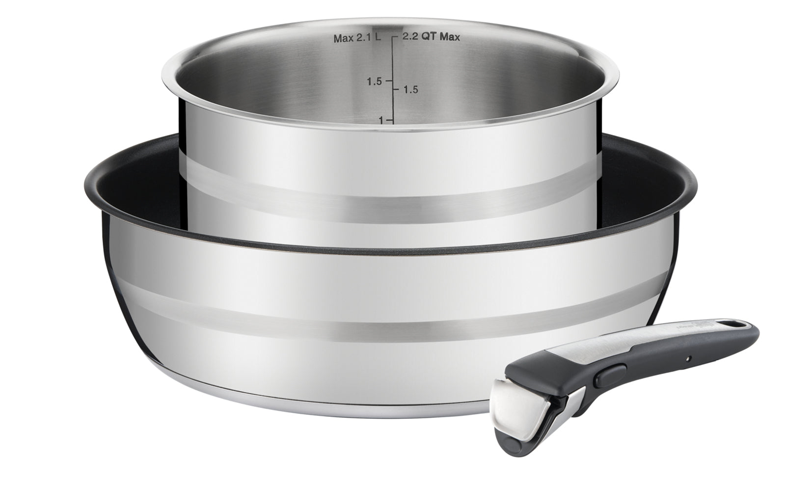 Tefal Ingenio Stainless Steel Induction 3-Piece Pot Set with Jamie Oliver User Manual & FAQ - Perfect for Induction Cooking, Professional Kitchens & Home Chefs