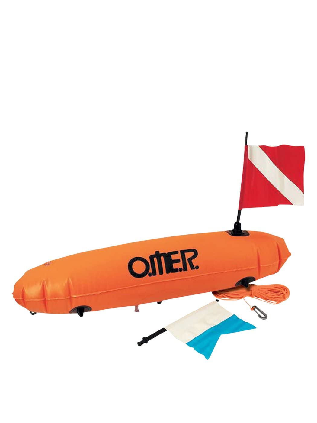 OMER Torpedo Float with Red & Alpha Flag - Durable Buoy for Fishing, Boating & Water Safety - Perfect for Offshore Fishing, Marine Navigation & Emergency Signaling
