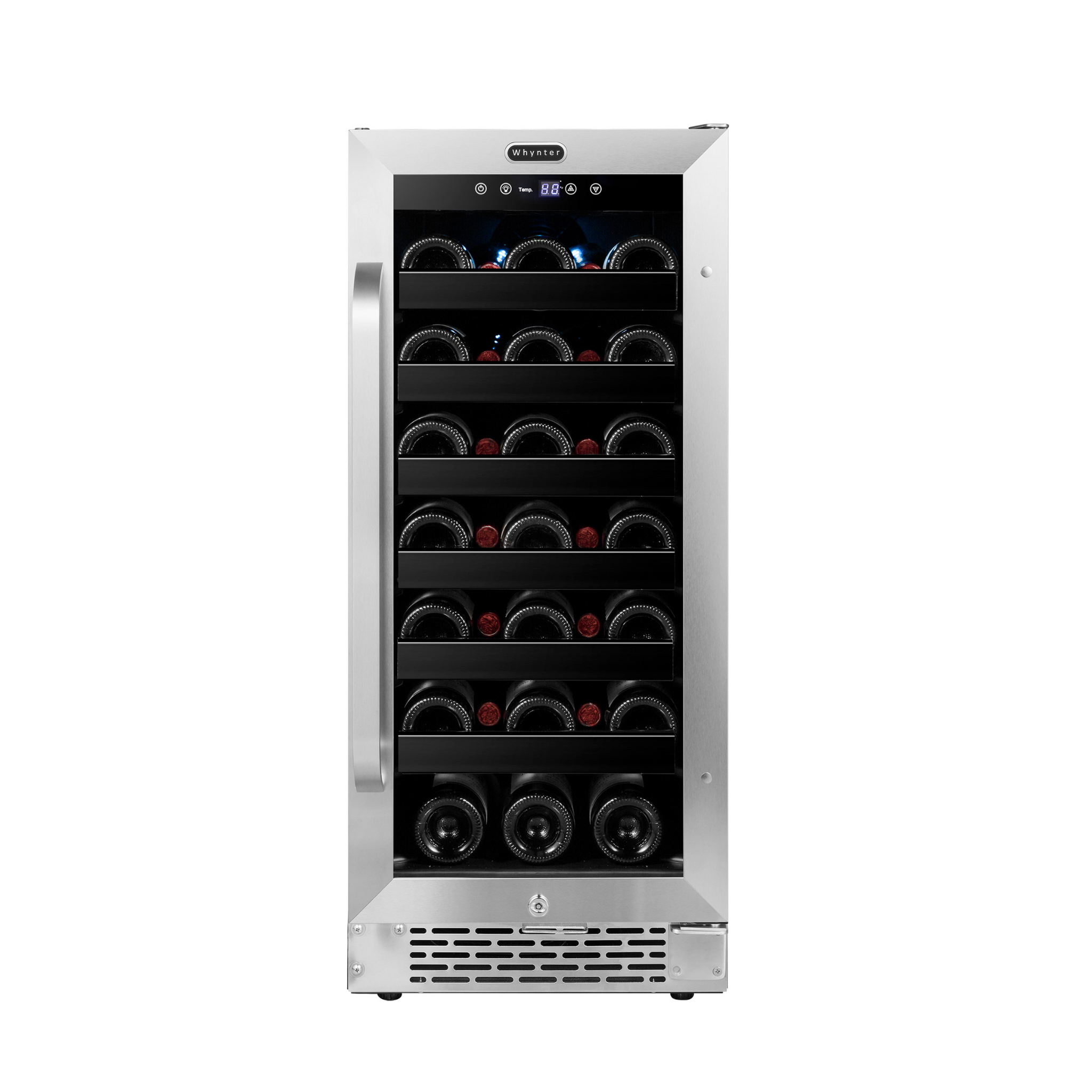 Whynter 15 Inch Built-In 33 Bottle Undercounter Stainless Steel Wine Cooler - Perfect for Home Bars, Restaurants, and Wine Cellars