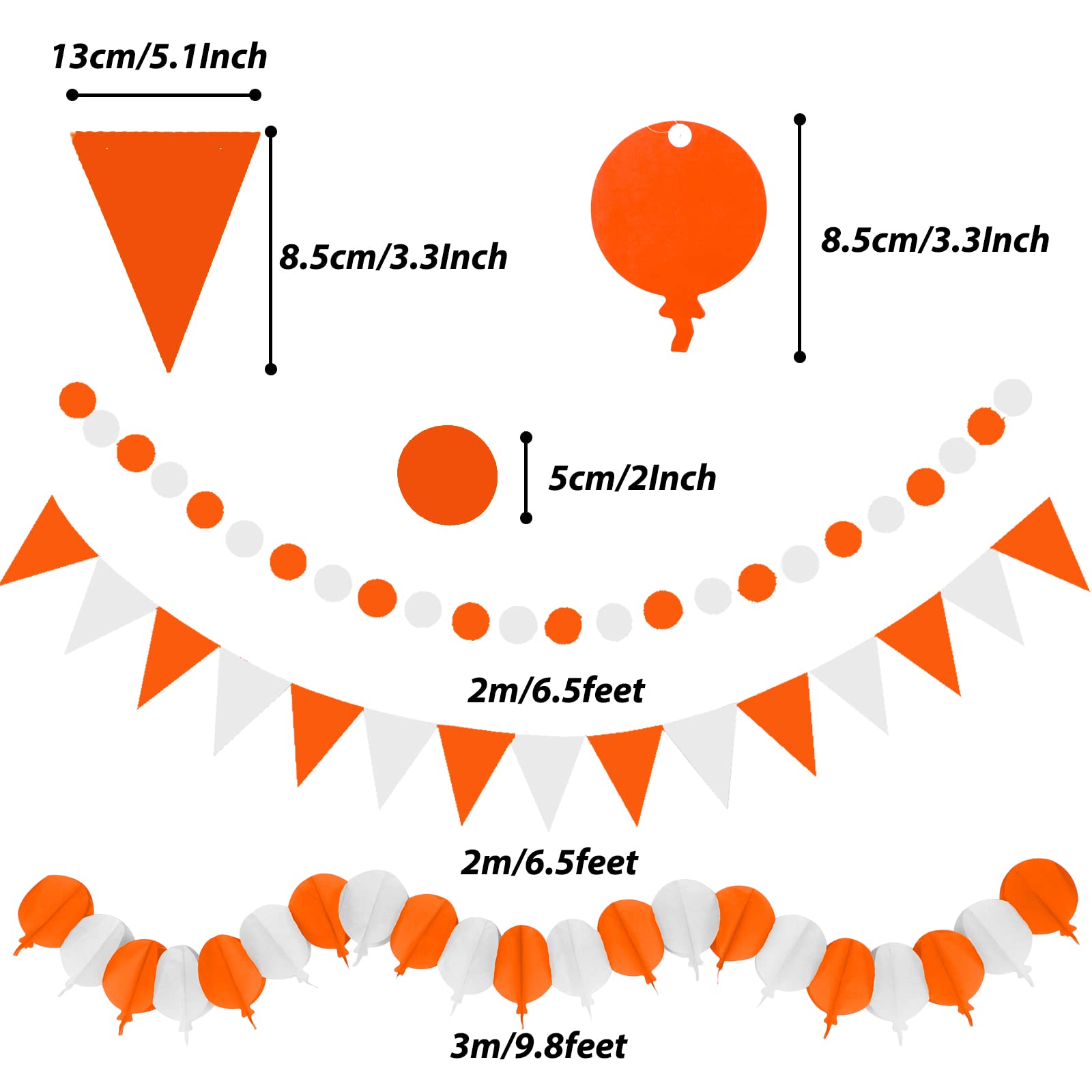 Orange Party Decorations - 41Pcs Tissue Fans & Pompoms for Halloween, Wedding, Birthday