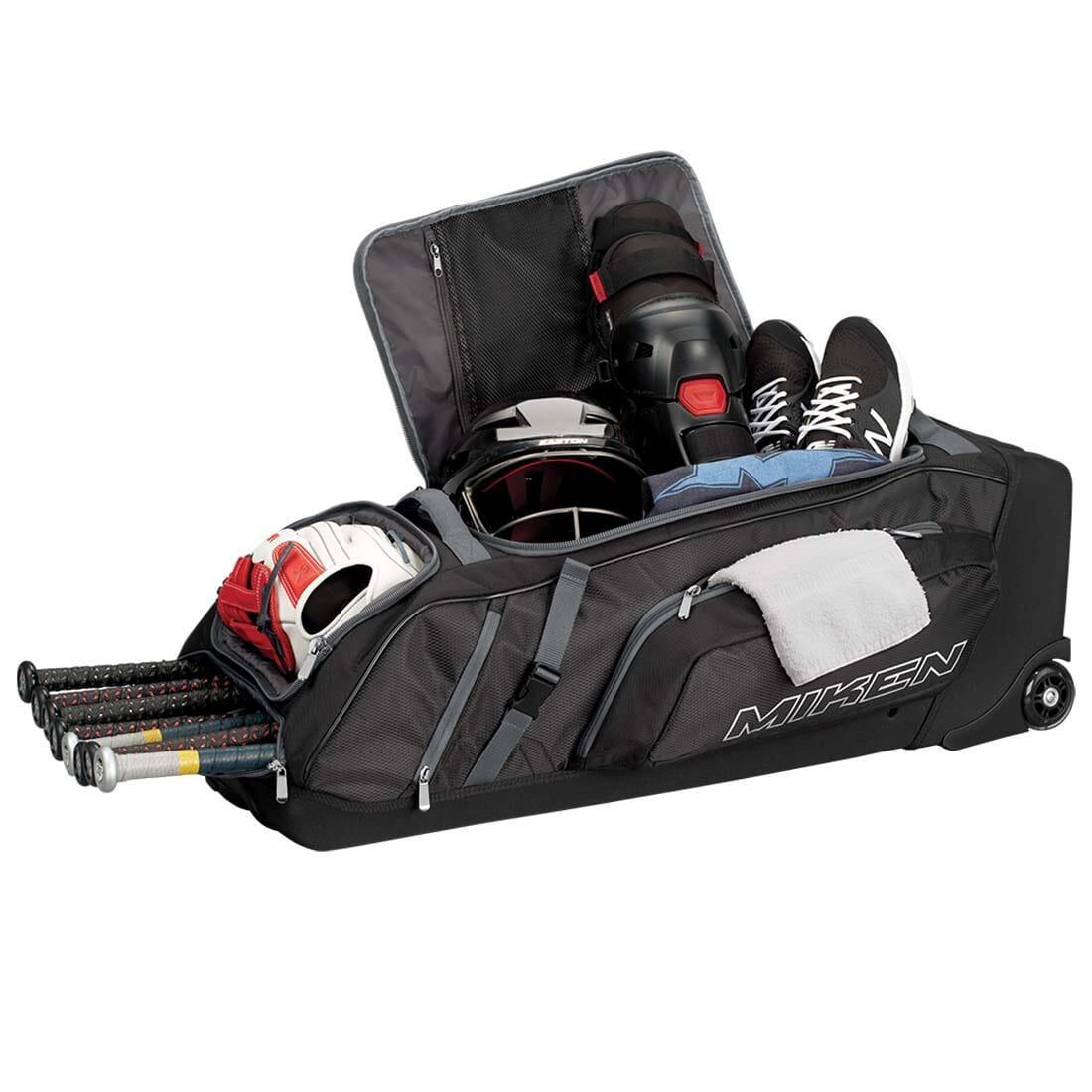 **Miken Deluxe Slowpitch Wheeled Roller Bag - M00682662 | Durable Softball Equipment for Travel & Games**    **场景使用:** Perfect for carrying bats, gloves, and gear to slowpitch softball games, tournaments, and practice sessions.