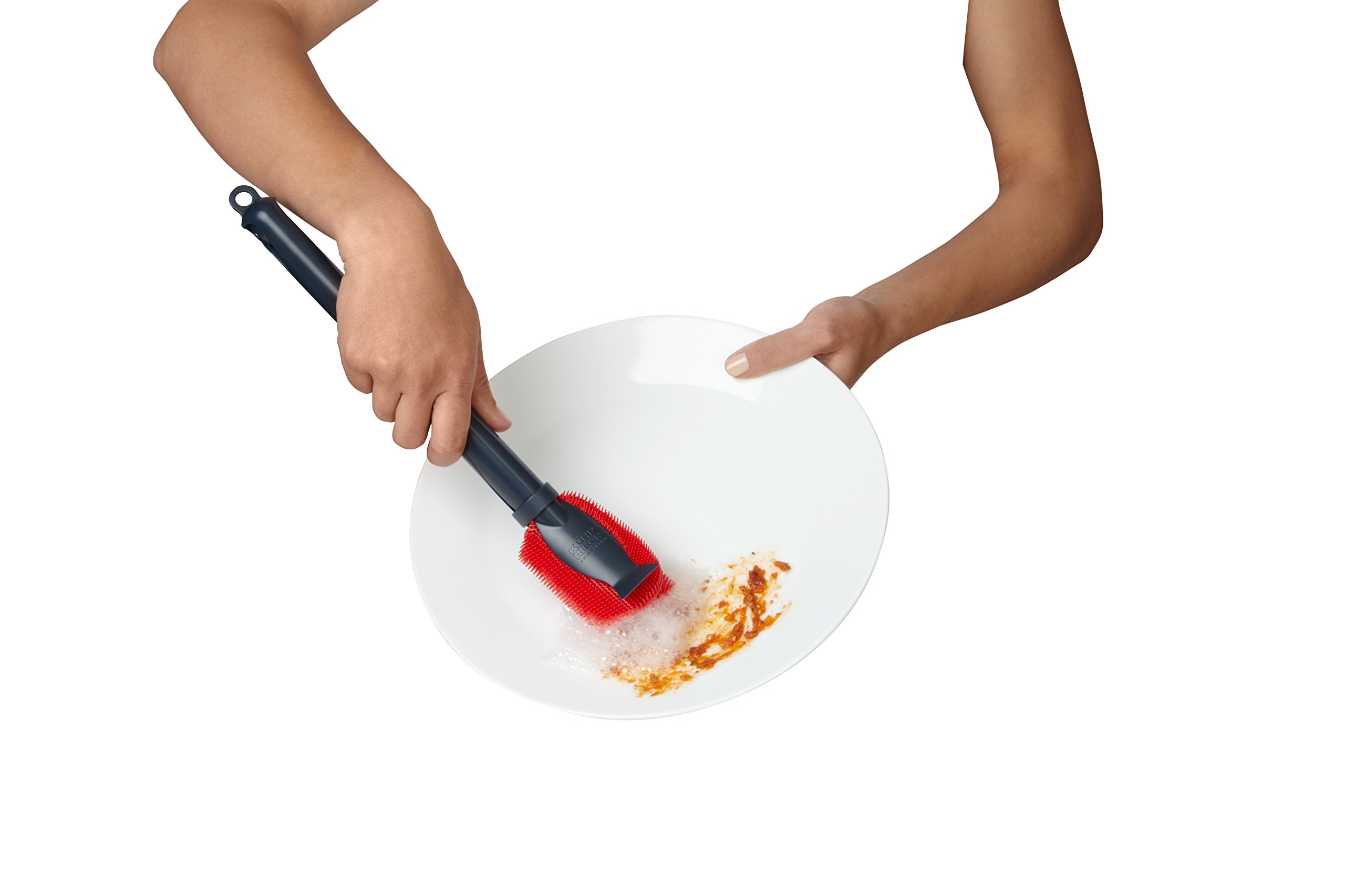 Kuhn Rikon Kitchen Scrub Brush - Durable Red Dish Cleaning Brush for Pots, Pans & Cookware - Perfect for Stainless Steel, Non-Stick & Cast Iron Cookware Cleaning