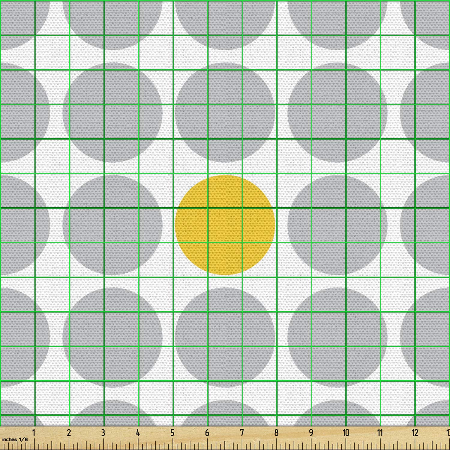Ambesonne Abstract Fabric - Grey & Yellow Polka Dots, 2 Yards for Upholstery & Home Decor