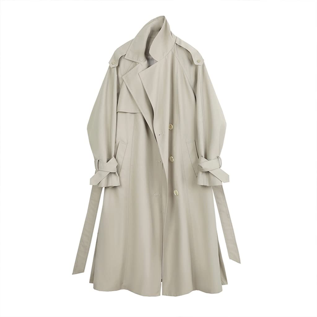 Women's Mid-Length Windbreaker Jacket - British Style Autumn Casual Coat with Adjustable Waist Belt | Water-Resistant Lightweight Outerwear for Hiking, Travel & Daily Wear (Color A, Size S)