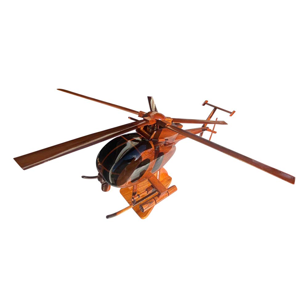 Premium AH6 Mahogany Wood Desktop Helicopter Model - Handcrafted Collectible & Office Decor for Aviation Enthusiasts | Perfect Gift for Pilots, Military Fans & Home/Office Display