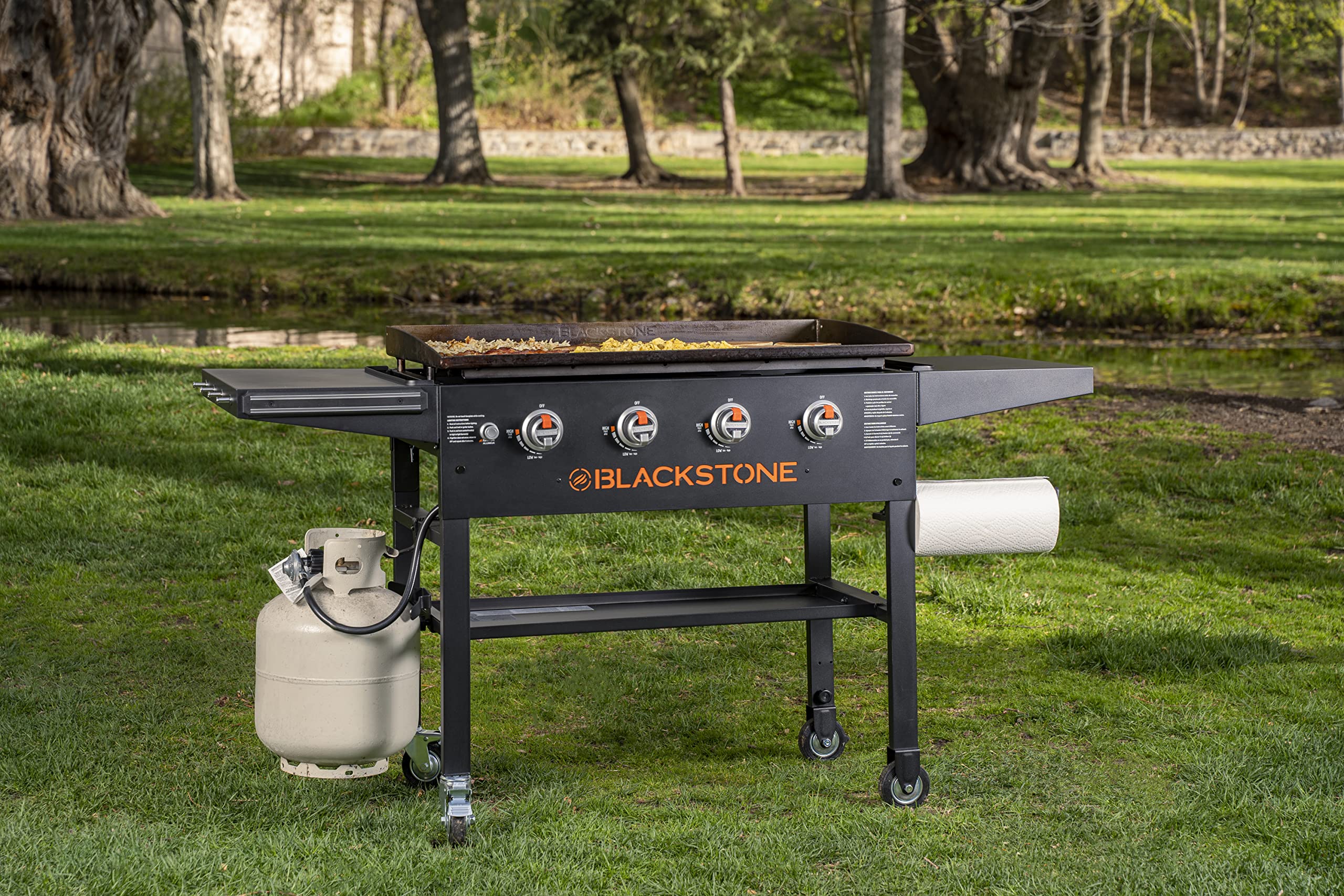 Blackstone 2149 36-Inch Outdoor Flat Top Gas Griddle with Hard Cover & High Shelves - Perfect for Backyard BBQs, Camping & Tailgating