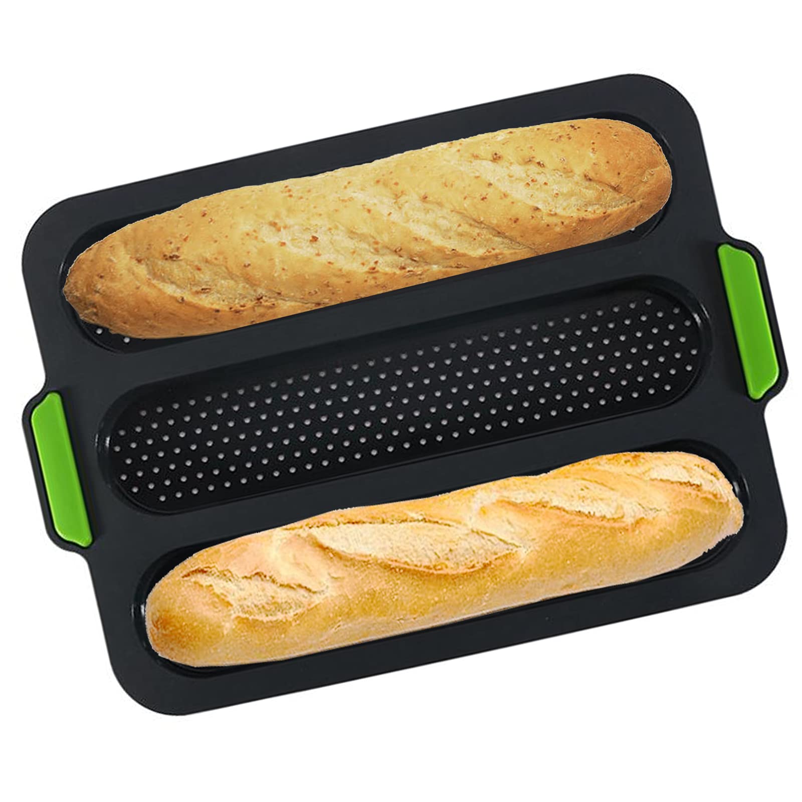 Premium Silicone Baguette Baking Mold - 3-Wave French Bread Loaf Pan for Homemade Baguettes (Grey) | Perfect for Baking, Meal Prep & French Cuisine at Home