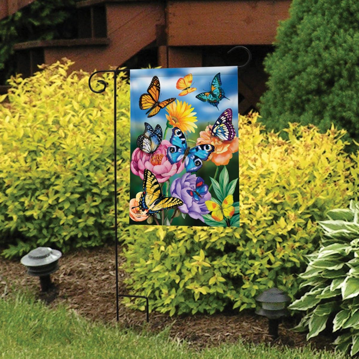Briarwood Lane Butterflies In The Garden Spring Garden Flag - Decorative Outdoor Yard Banner for Porch, Patio & Lawn Decor