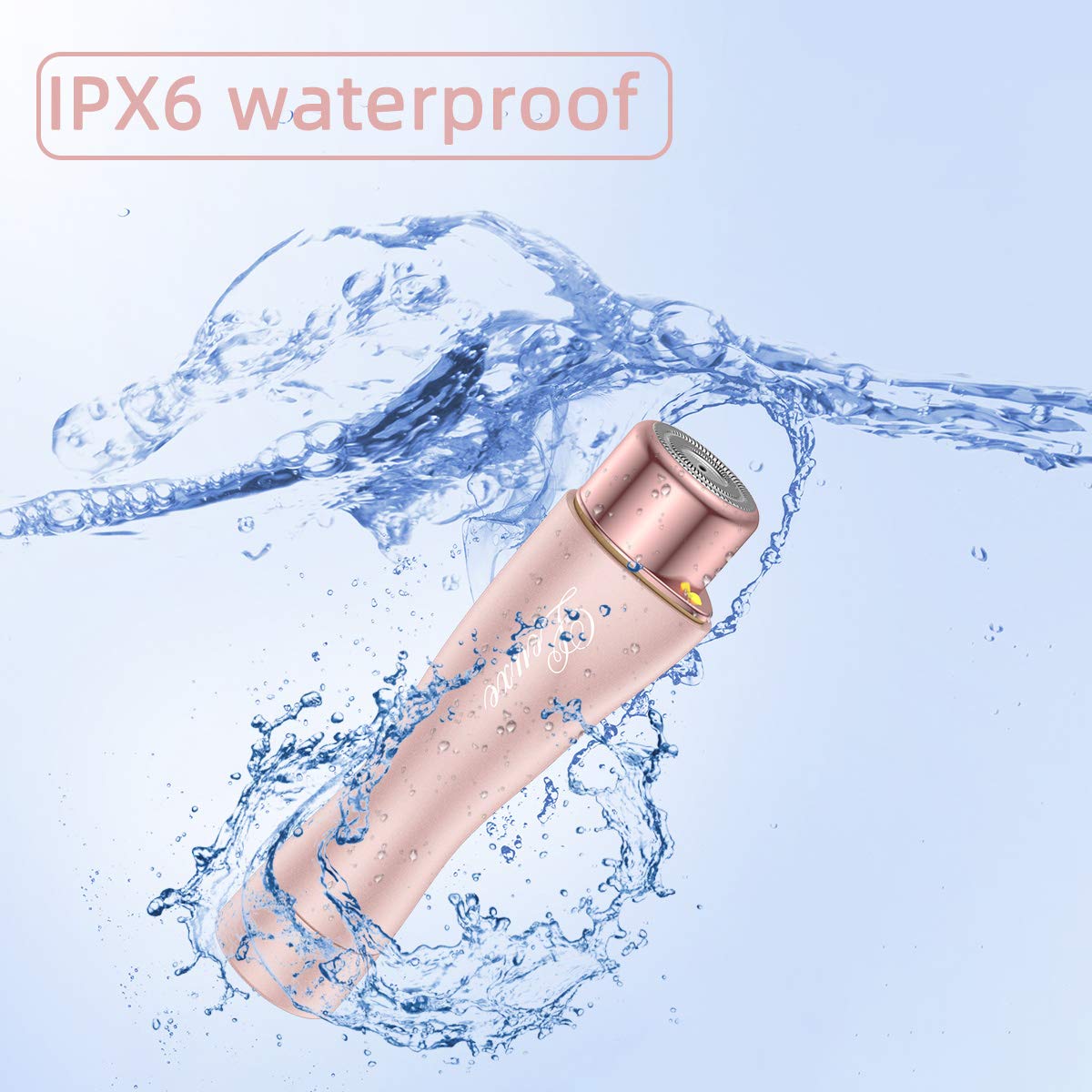 Leuxe Painless Facial Hair Remover for Women - Waterproof Hair Removal Shaver with LED Light for Peach Fuzz, Fine Hair on Chin, Cheek & Upper Lip (Rose) | At-Home Beauty & Travel Essential