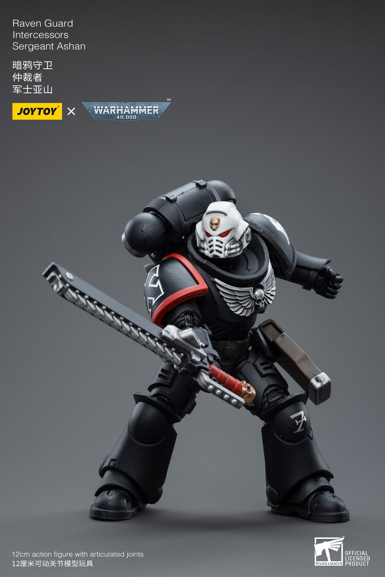 1/18 JOYTOY Warhammer 40K Raven Guard Intercessors Sergeant Ashan Action Figure - Collectible Miniature for Warhammer 40K Fans, Tabletop Gaming & Display