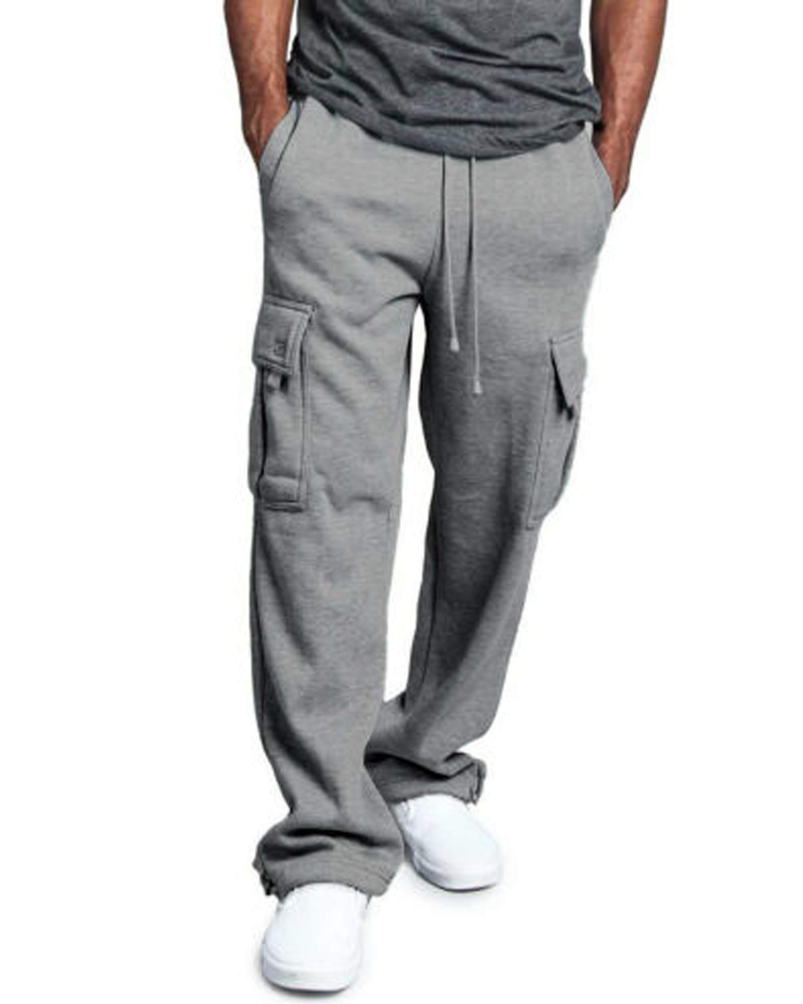 **Springcmy Men's Fleece Joggers - Cotton Cargo Sweatpants for Sports & Casual Wear - Heavyweight Winter Pants for Running, Gym, Lounge & Outdoor Activities**