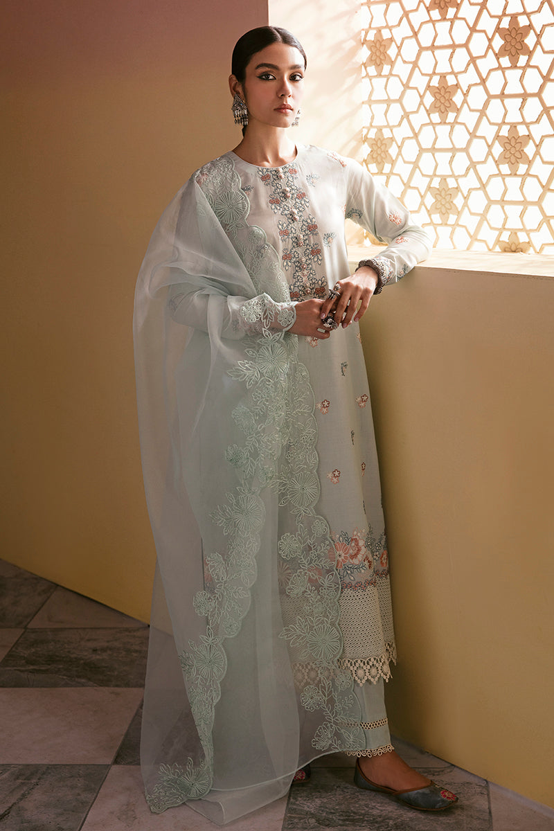 Hazy Cerulean 3-Piece Embroidered Lawn Suit for Women - Elegant Summer Outfit for Parties, Weddings & Special Occasions