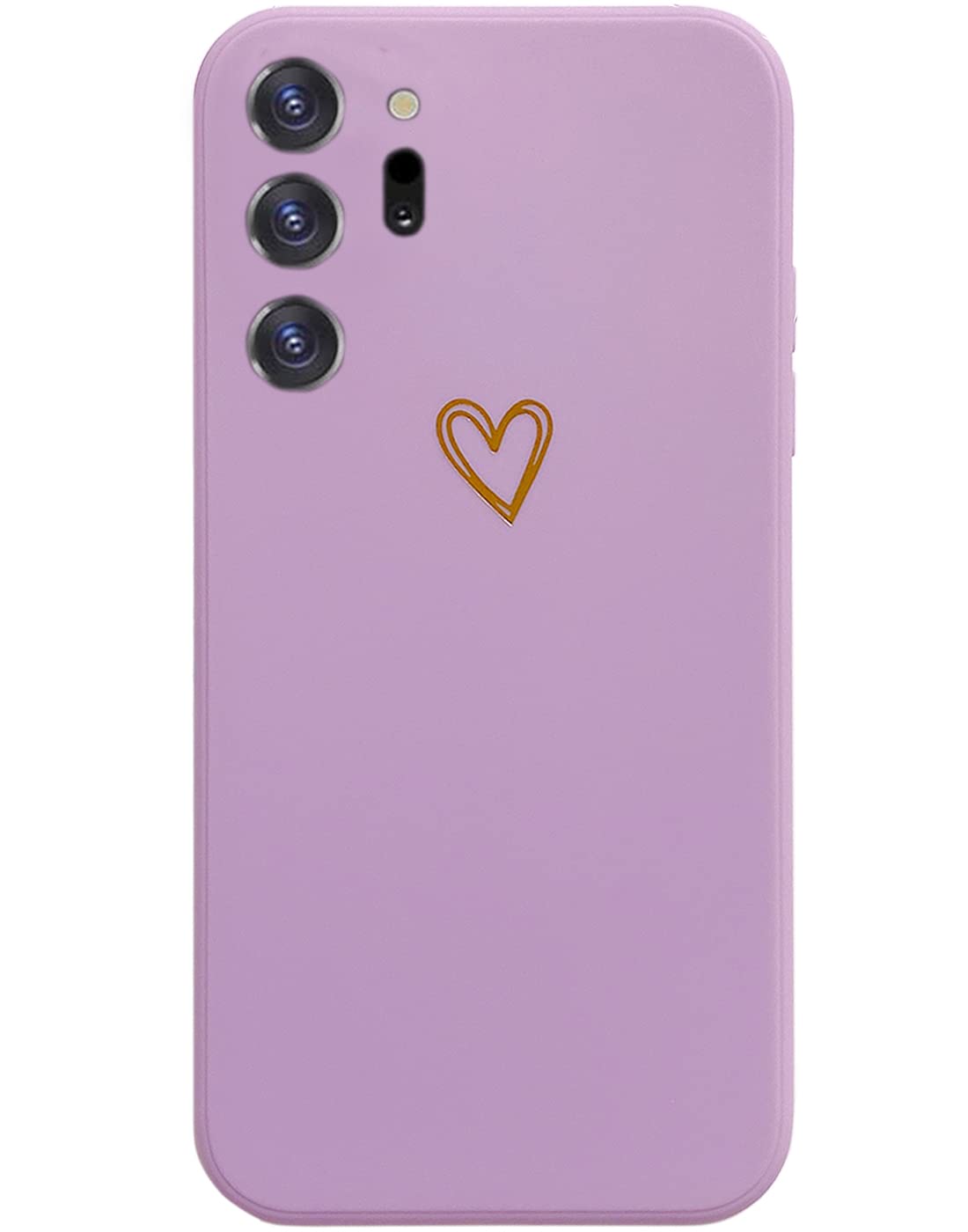 Qokey Galaxy Note 20 Ultra 5G Case (6.9 inch 2020 Model) - Cute Gold Heart Pattern Soft Silicone Protective Cover | Shockproof TPU Phone Case for Women & Men | Perfect for Everyday Use, Work & Travel - Lavender Color