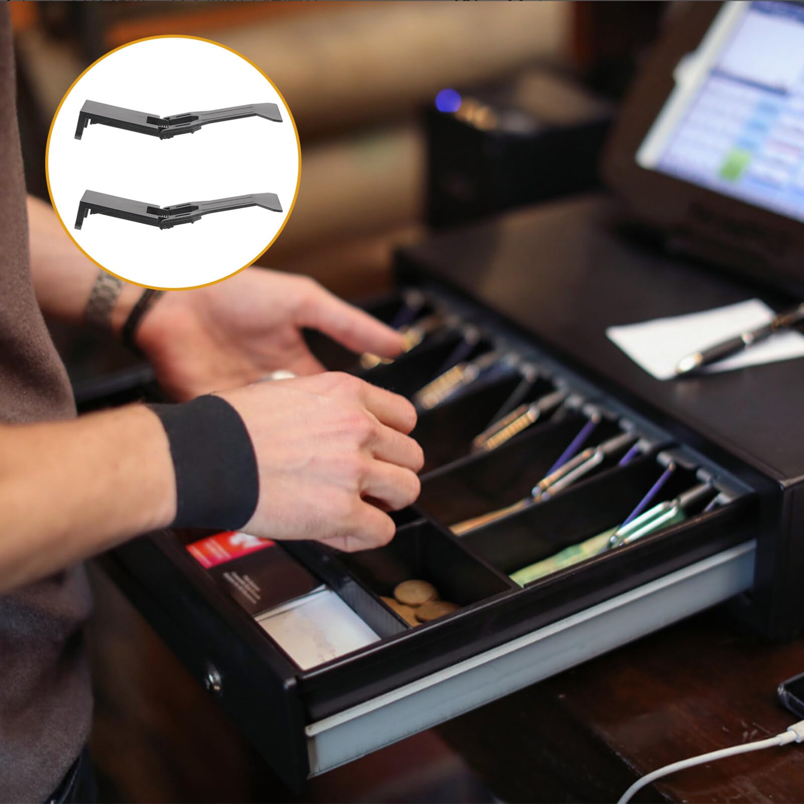 6 Pcs Money Tray Clips - Cash Register Drawer Organizer, Plastic Money Tray Insert Replacement for Retail Stores, Restaurants & Small Businesses - Perfect for Organizing Bills, Coins & Receipts