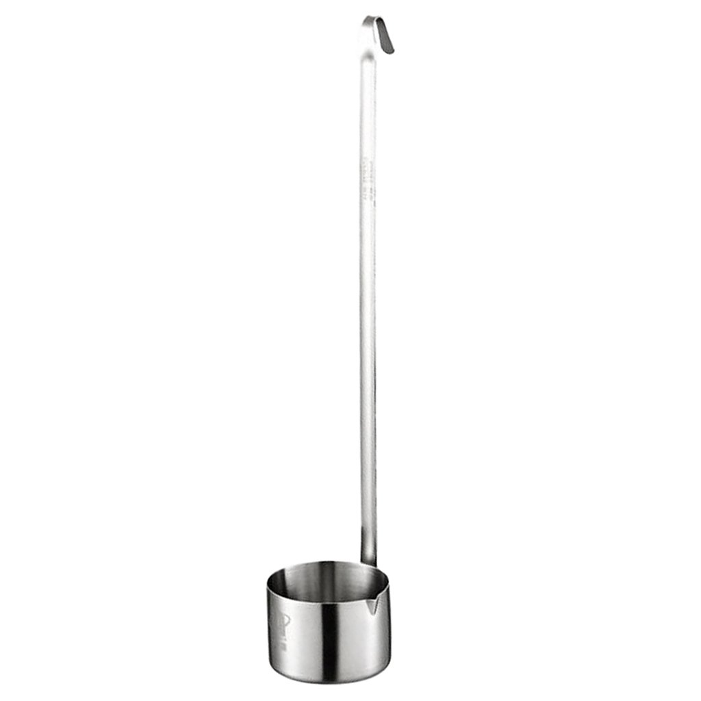 Flameer Stainless Steel Wine Dipper Spoon with Long Handle & Hook - 250ml Flat Bottom Sauce Ladle - Heat & Corrosion Resistant - Perfect for Wine Tasting, Bartending, Cooking & Kitchen Use