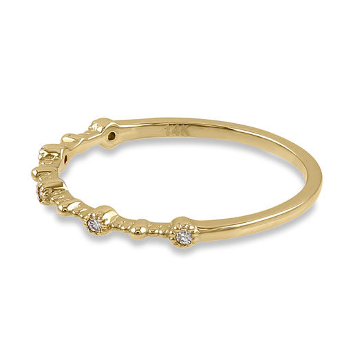 14K Yellow Gold Thin Half Eternity Stackable Diamond Ring for Women - Dainty Wedding Band, Anniversary Gift, Everyday Jewelry for Stacking & Layering
