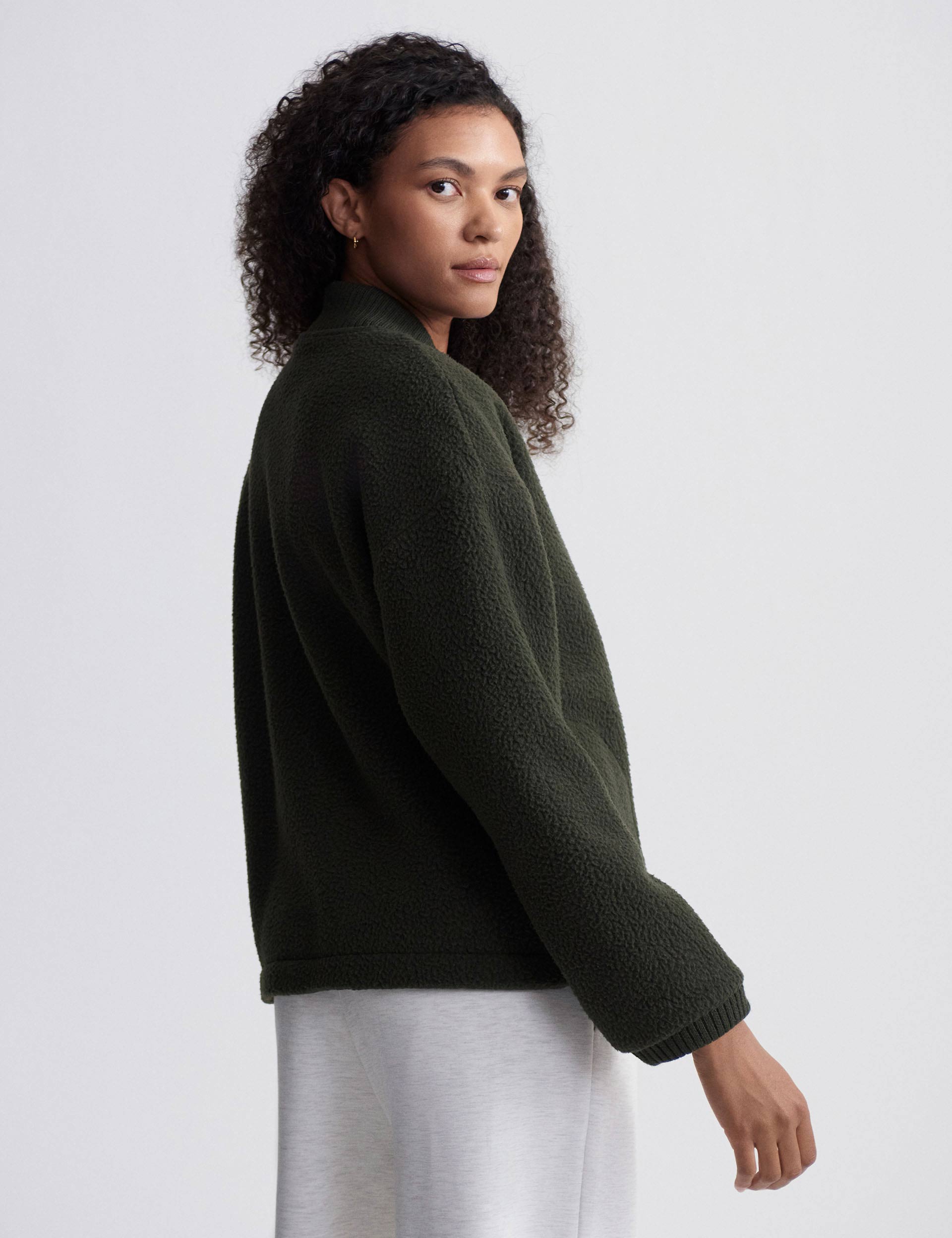 Willmont Fleece Jacket with Patch Pockets - Dark Resin Green for Outdoor Hiking & Casual Wear