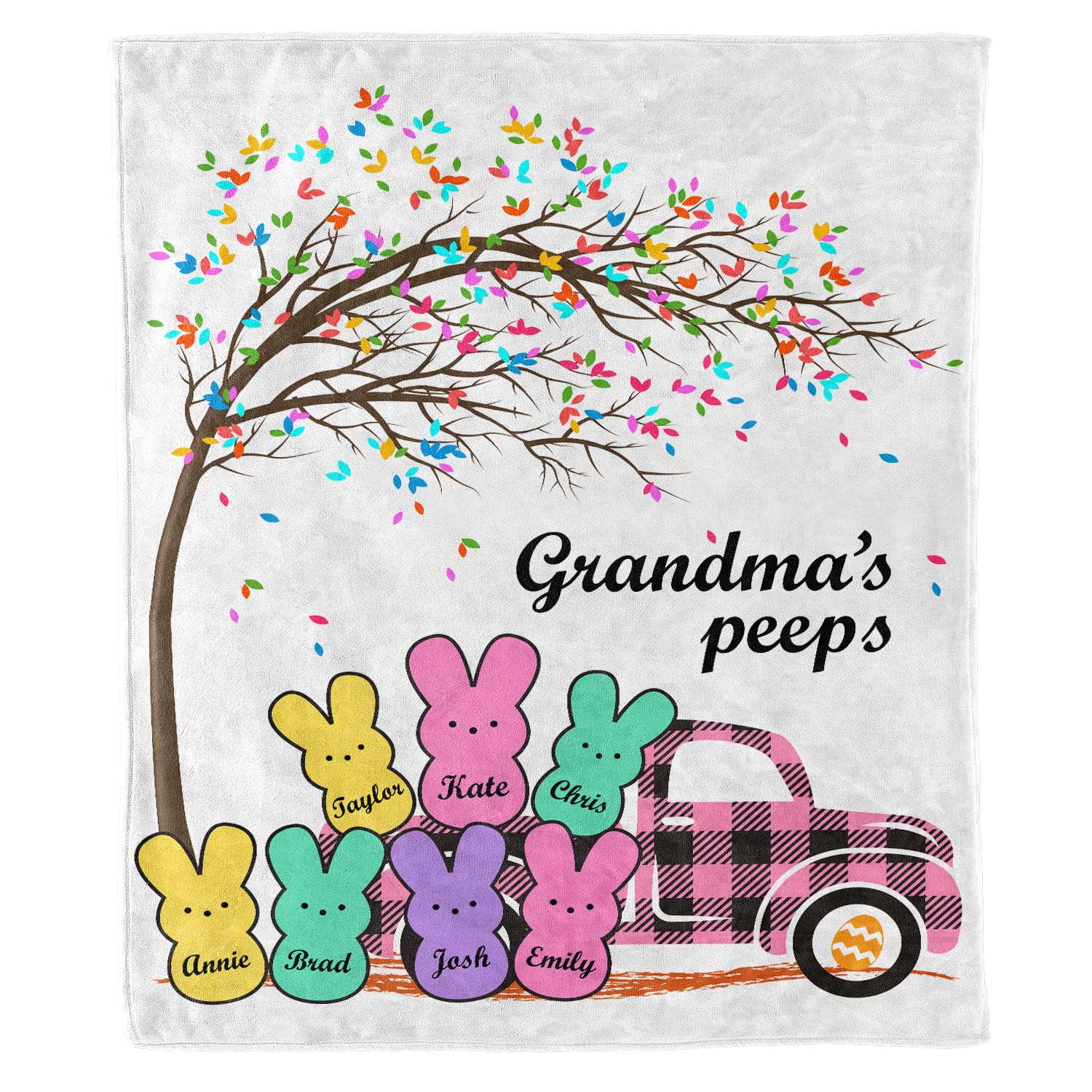 Personalized Easter Bunny Throw Blanket - Custom Name Grandma Gift for Grandkids - Soft Fleece Blanket Made in USA - Perfect for Easter Decor, Cozy Family Movie Nights & Thoughtful Holiday Gifts