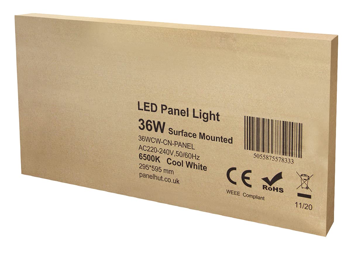 36W LED Panel Ceiling Light 300x600mm Cool White 6500K Surface Mount with Driver - Perfect for Office, Classroom, and Commercial Spaces
