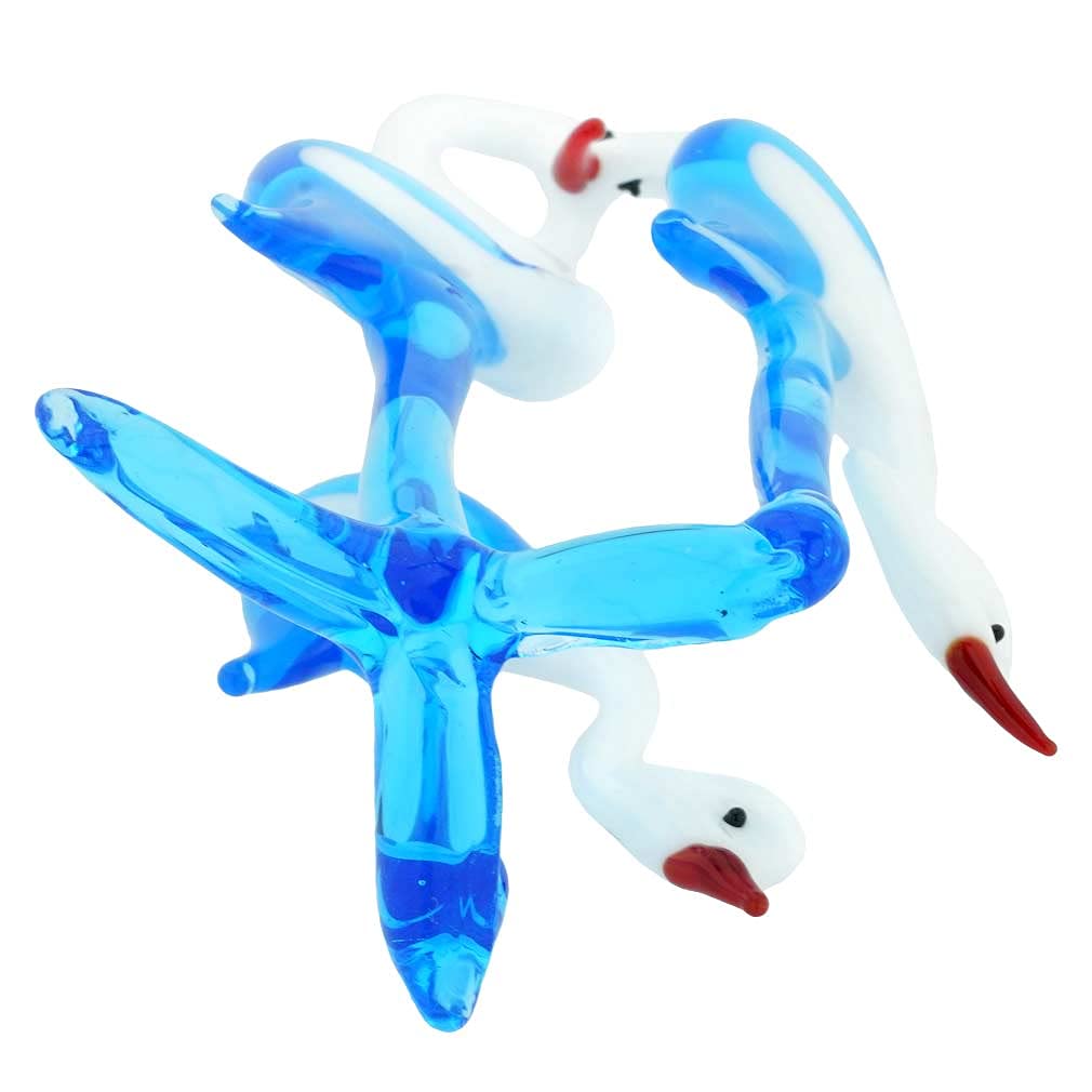 Venetian Murano Glass Heron Bird Trio Set - Handcrafted Italian Art Glass Decor for Home & Office - Perfect for Mantel, Shelf, or Tabletop Display