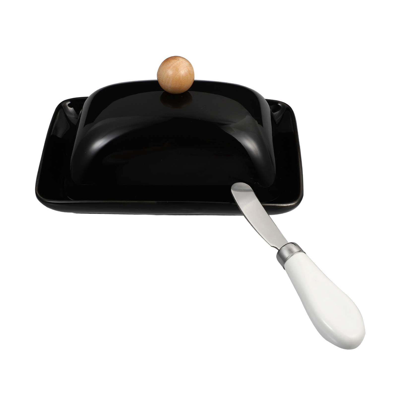 1pc Ceramic Butter Dish with Lid - Cheese Tray & Food Storage Container - Airtight Kitchen Gadget for Butter, Cheese & Snacks - Perfect for Dining Table, Kitchen Counter & Party Serving